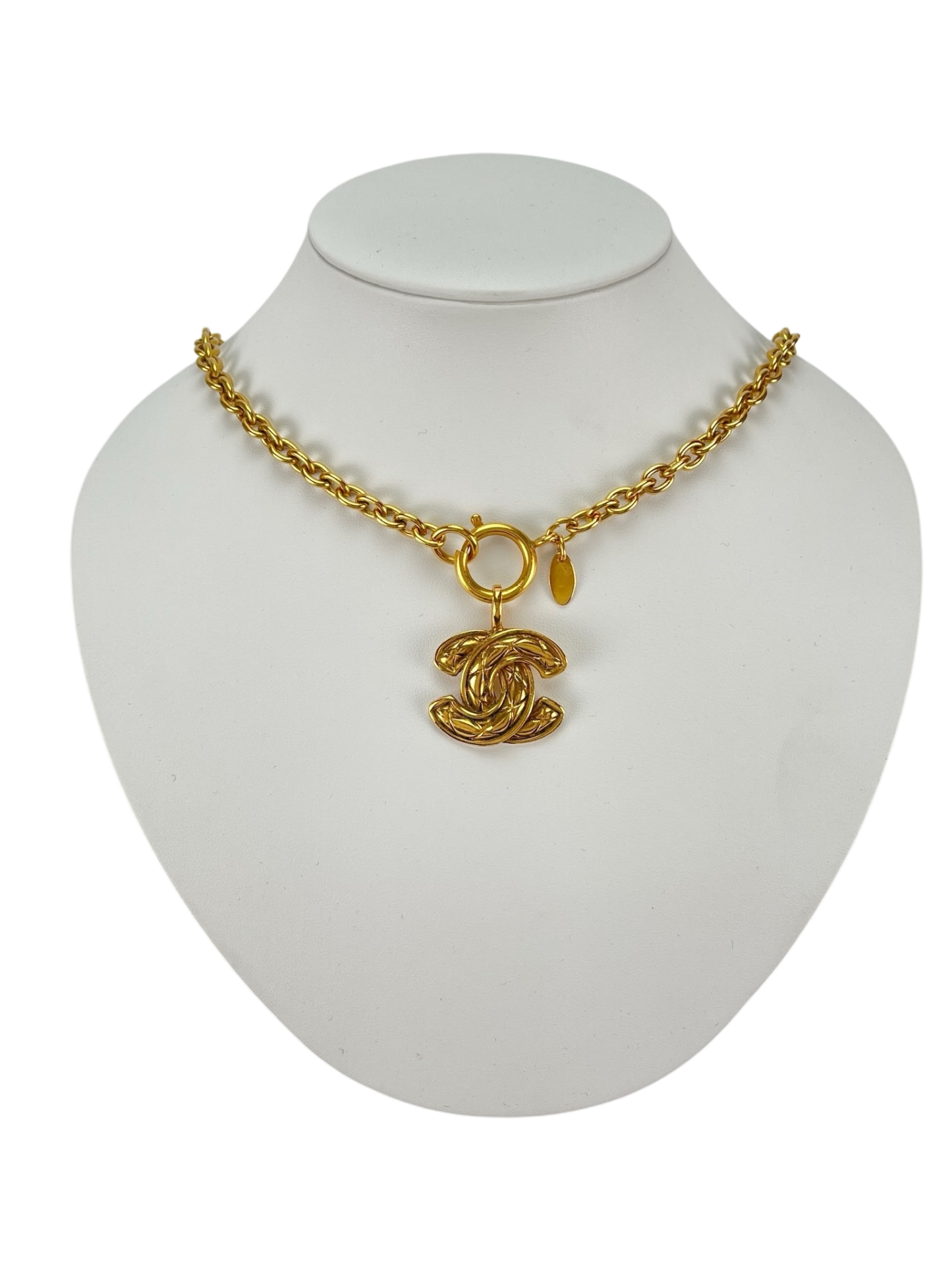 CHANEL - Gold CC logo Metal Necklace