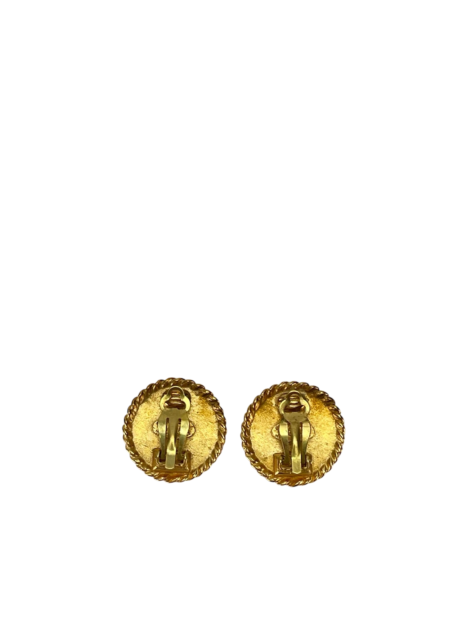 CHANEL - 95P Gold Black Coco Mark Vintage Earrings Accessories