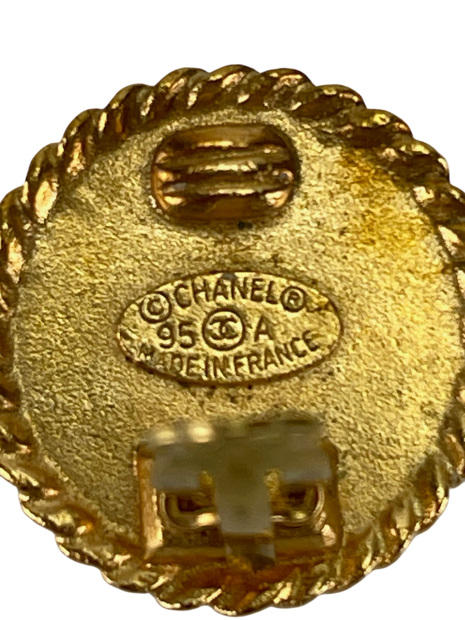 CHANEL - 95P Gold Black Coco Mark Vintage Earrings Accessories