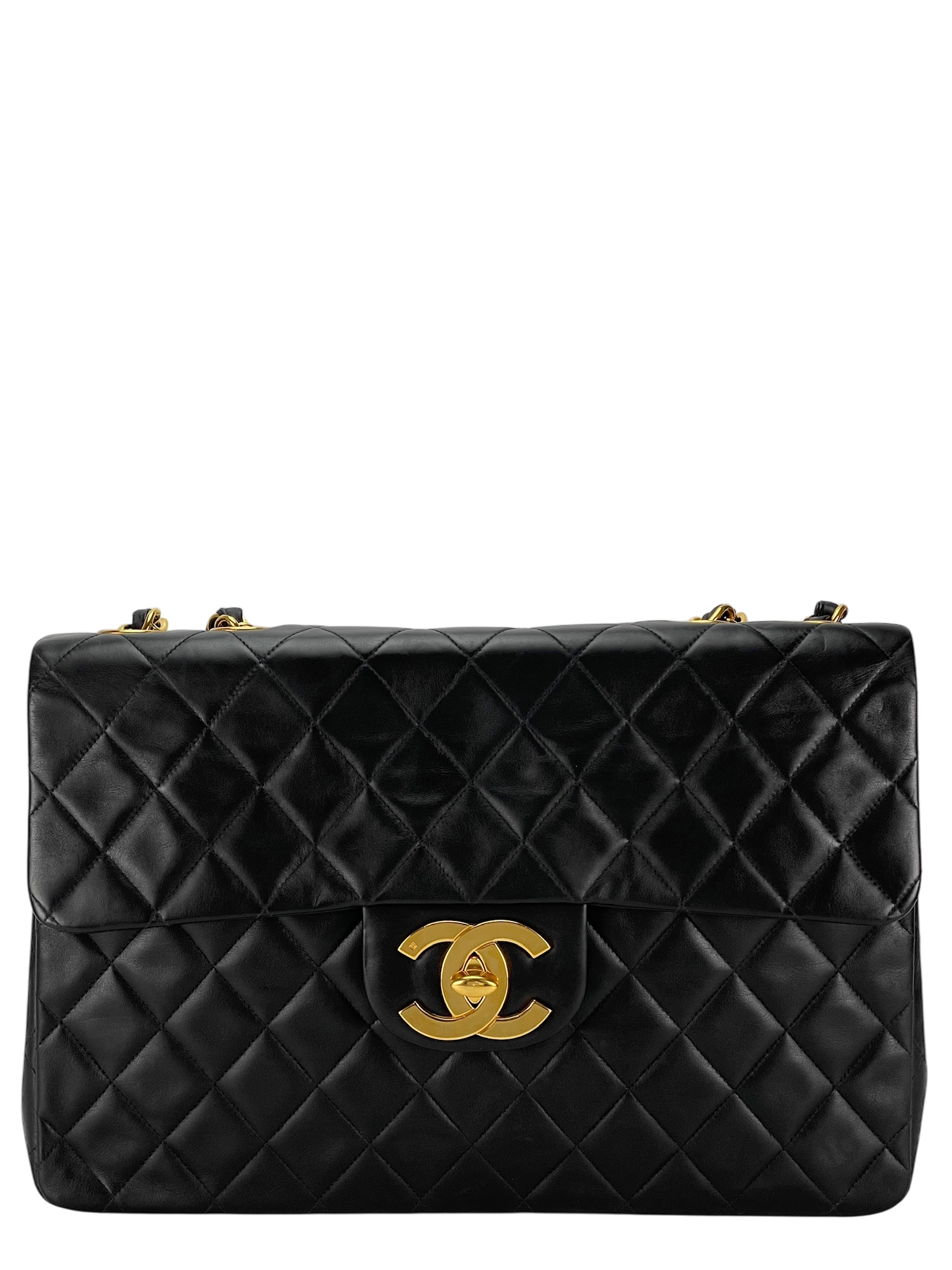 CHANEL - Black Lambskin Jumbo Flap Bag