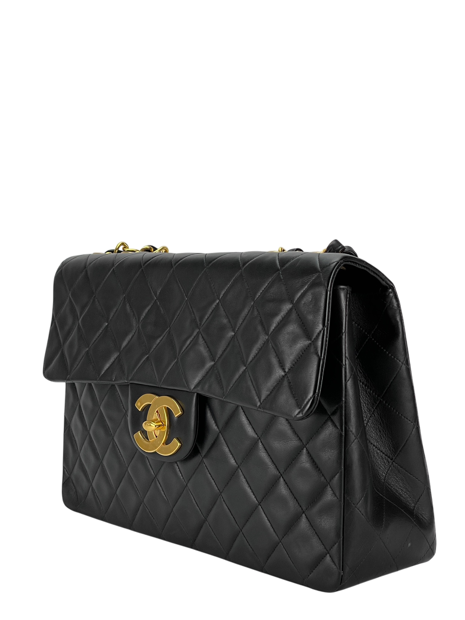 CHANEL - Black Lambskin Jumbo Flap Bag