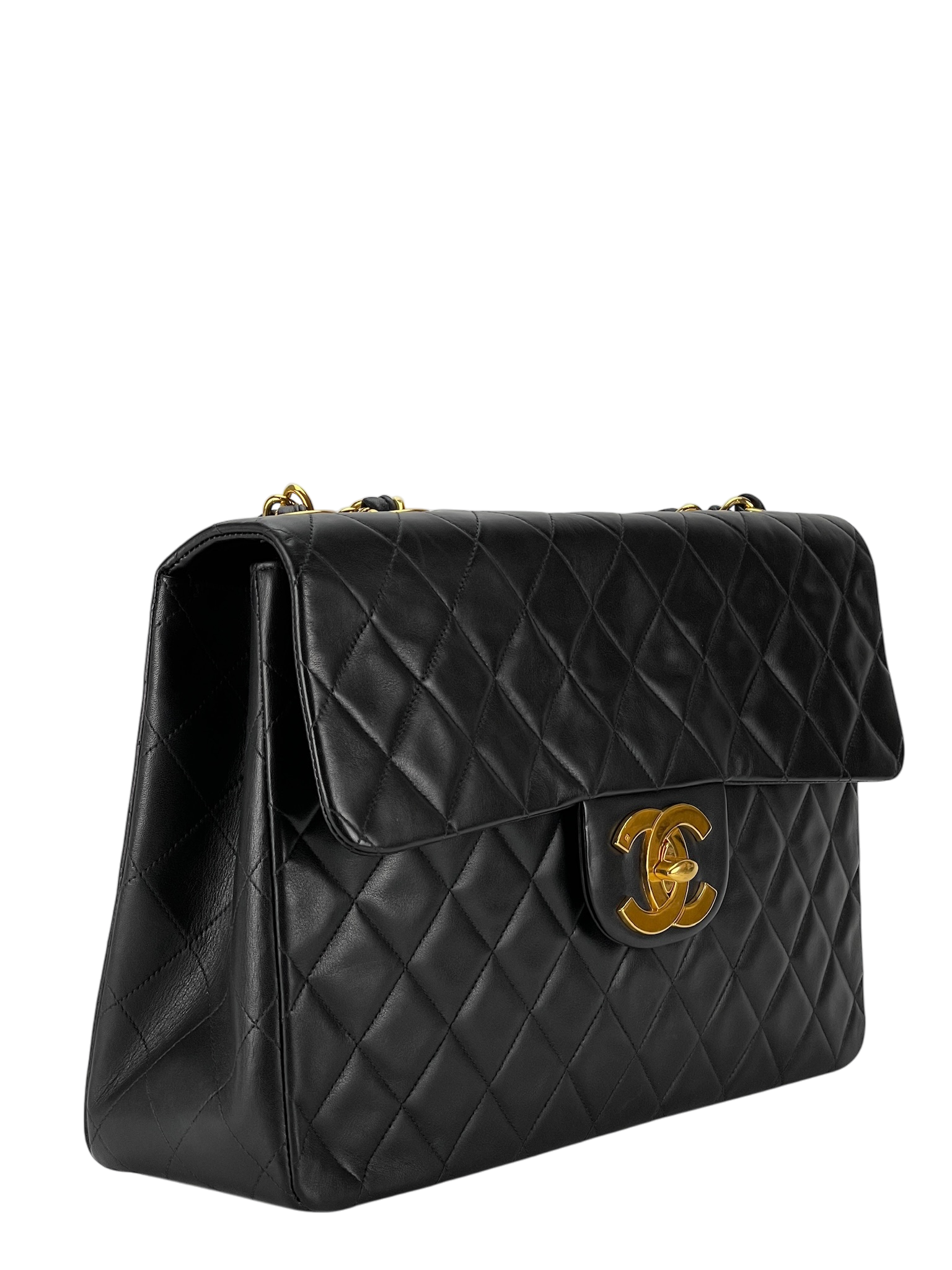 CHANEL - Black Lambskin Jumbo Flap Bag