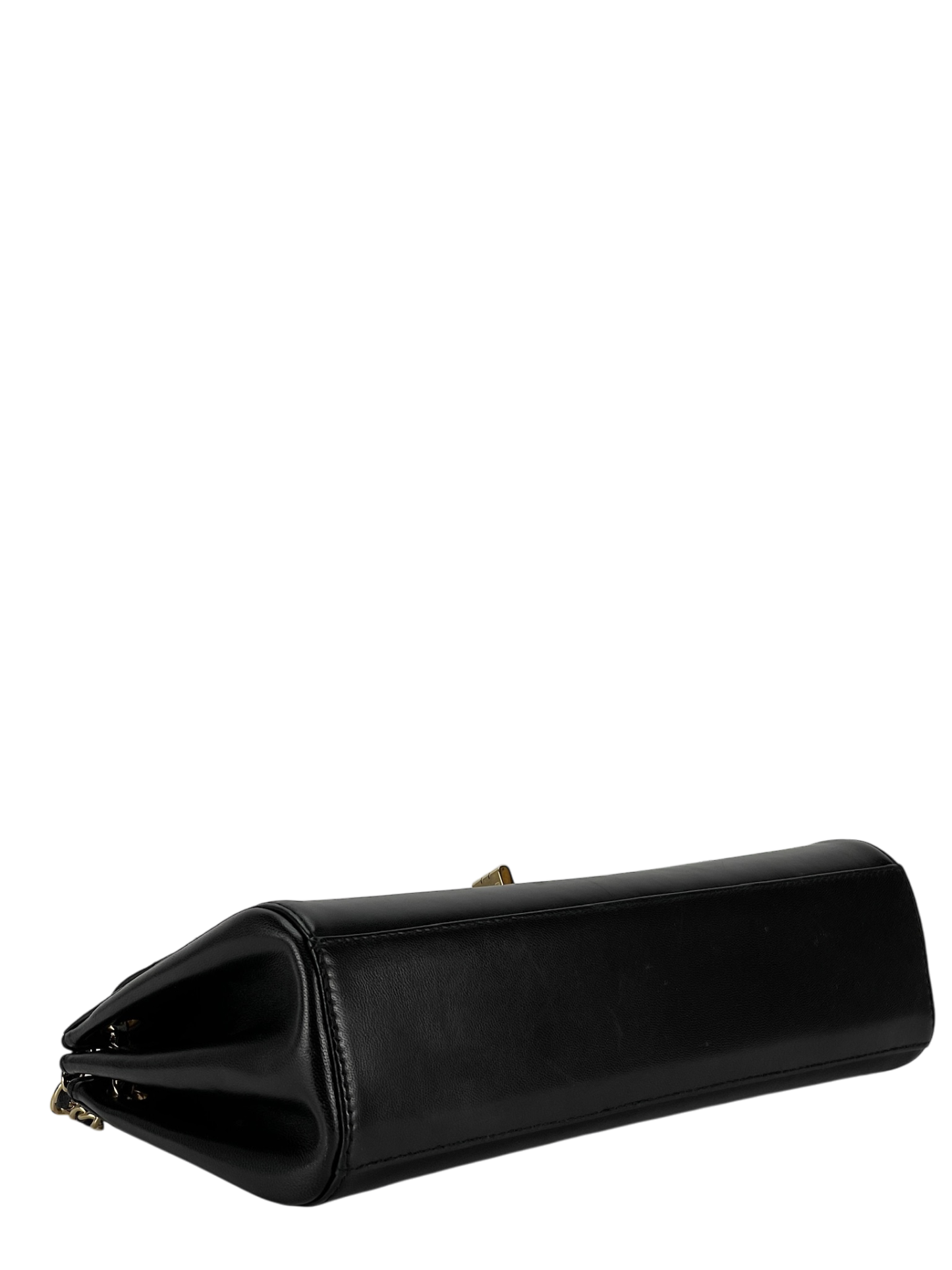 CHANEL - 2.55 Chocolate Bar Chain Shoulder Bag Black Lambskin Gold Hardware