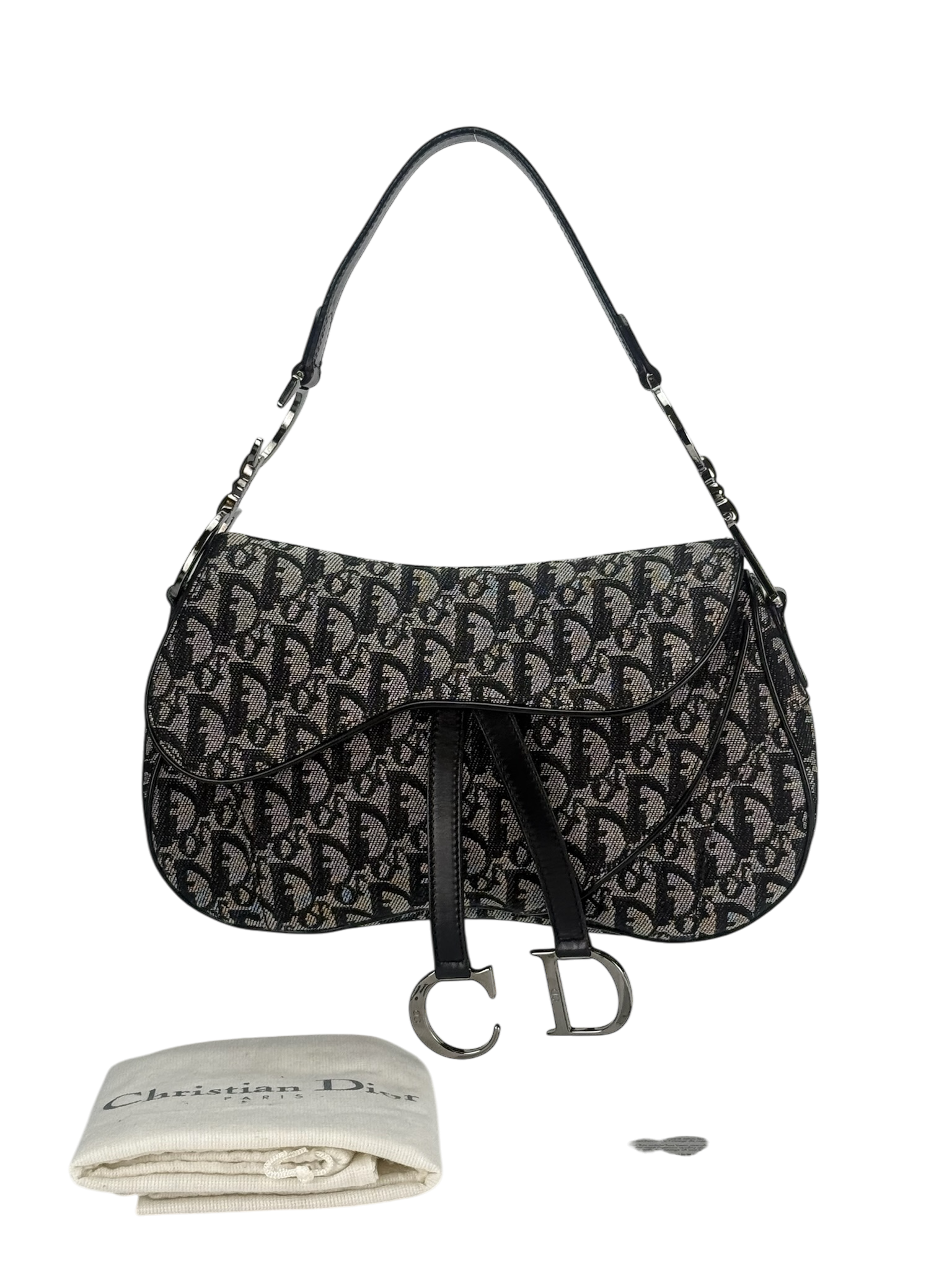 CHRISTIAN DIOR - Canvas Trotter Double Saddle Bag Handbag