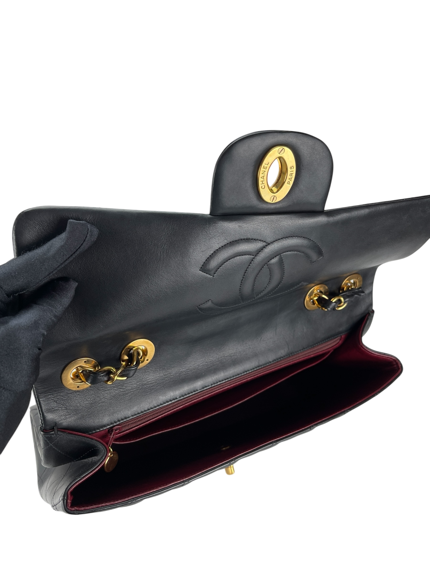 CHANEL - Black Lambskin Jumbo Flap Bag