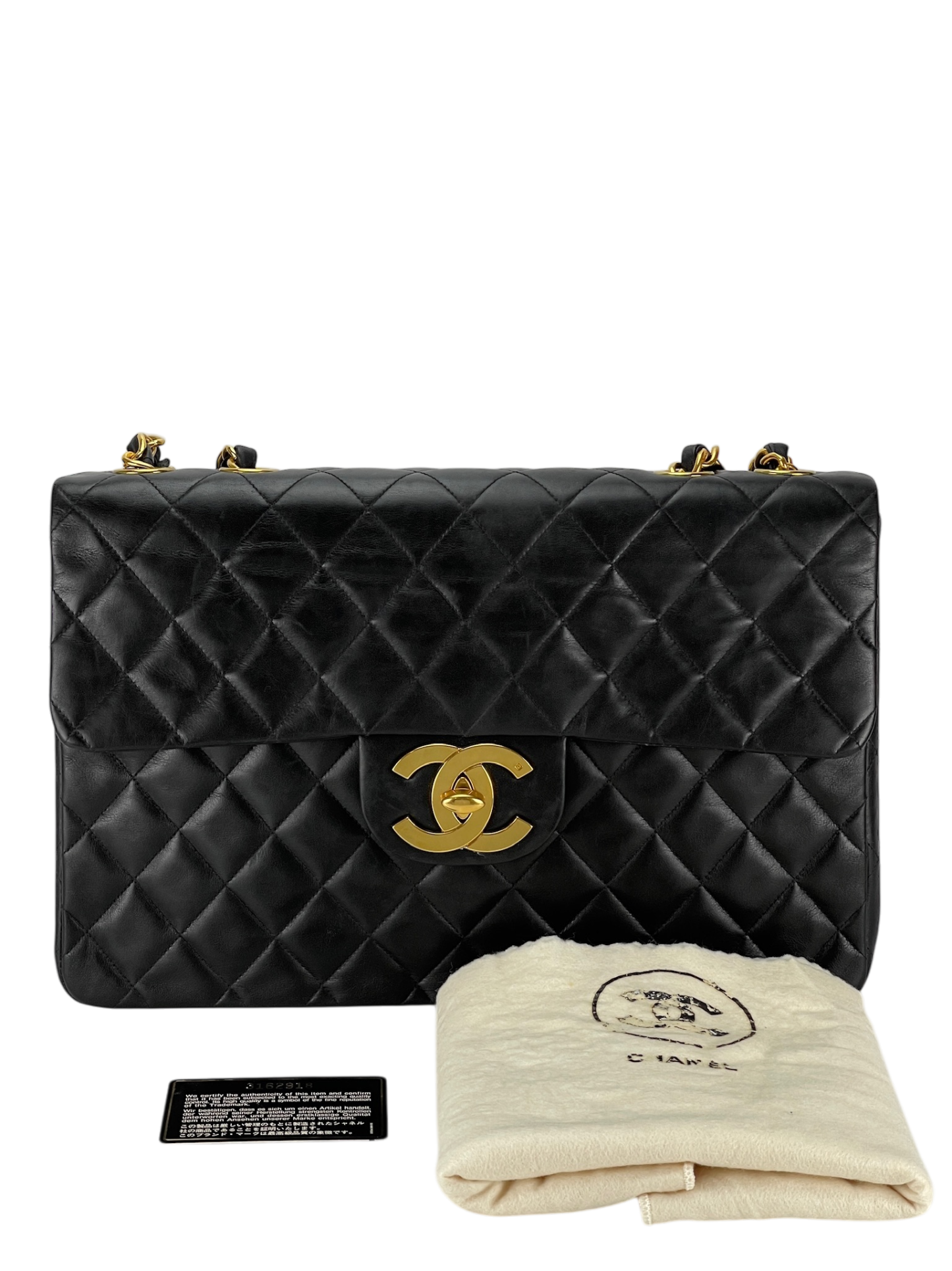 CHANEL - Black Lambskin Jumbo Flap Bag