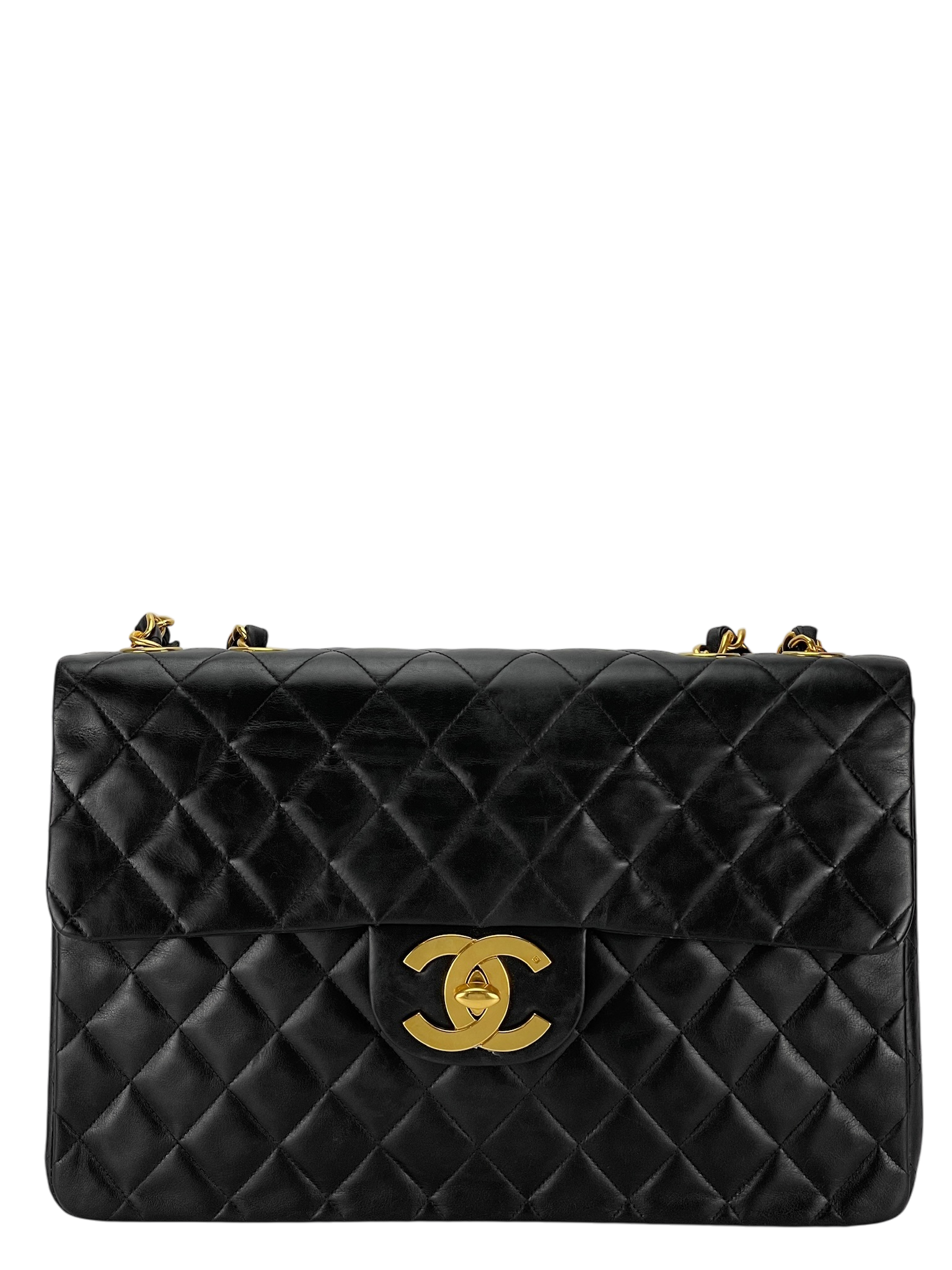 CHANEL - Black Lambskin Jumbo Flap Bag