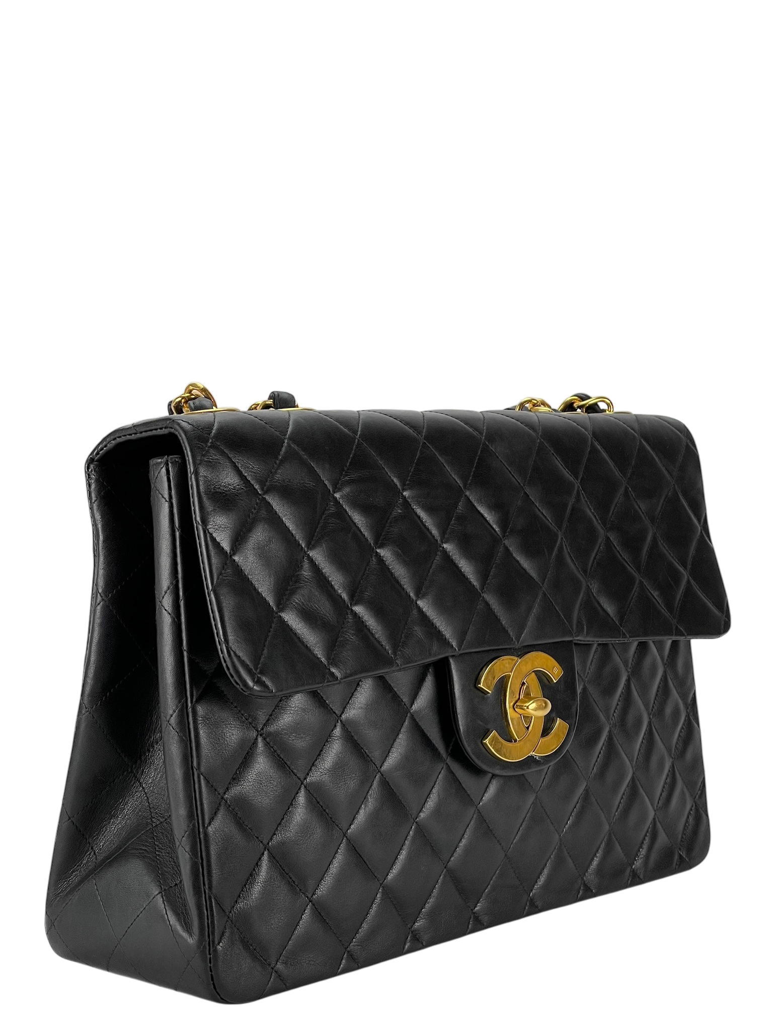 CHANEL - Black Lambskin Jumbo Flap Bag