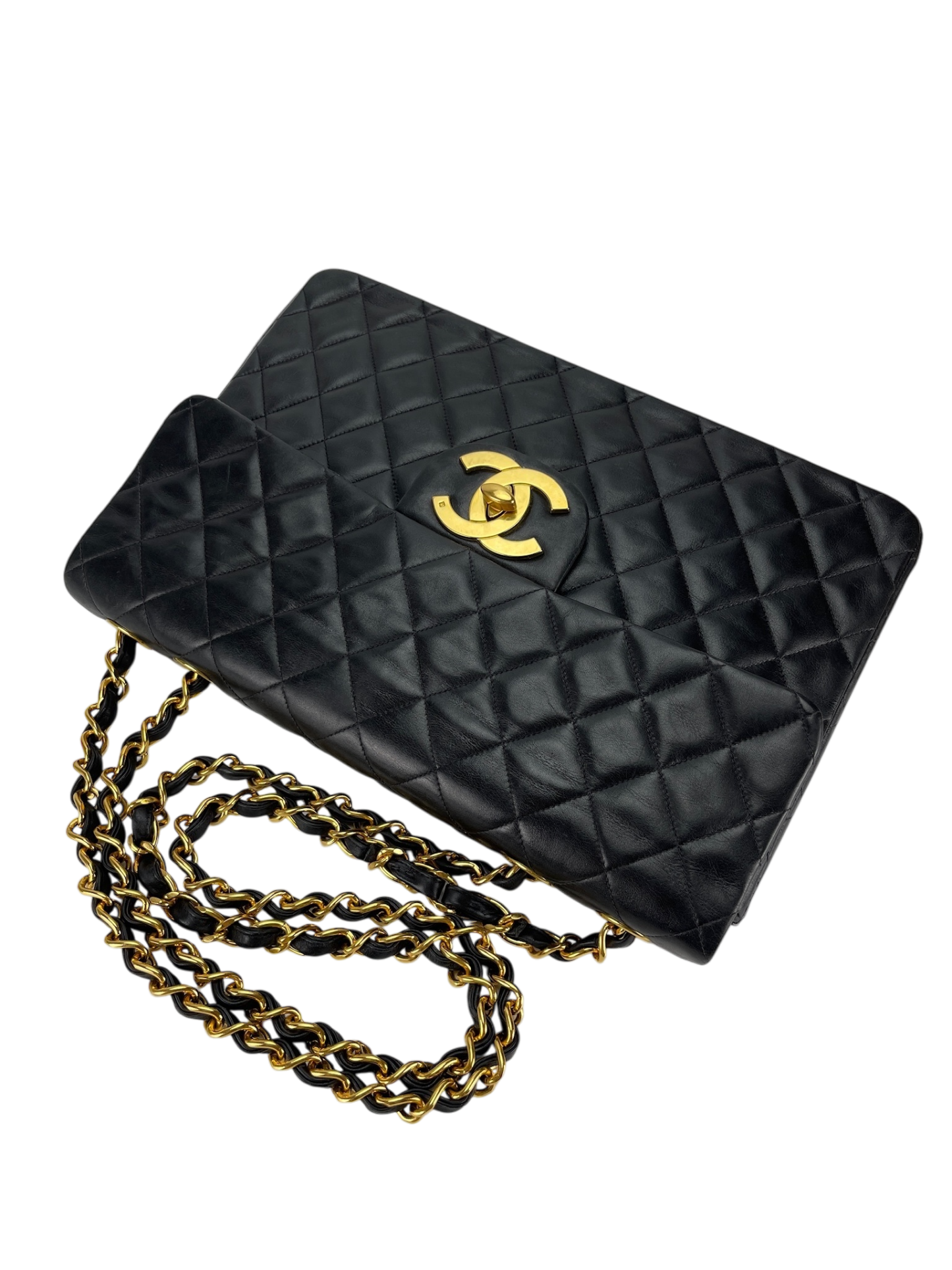 CHANEL - Black Lambskin Jumbo Flap Bag