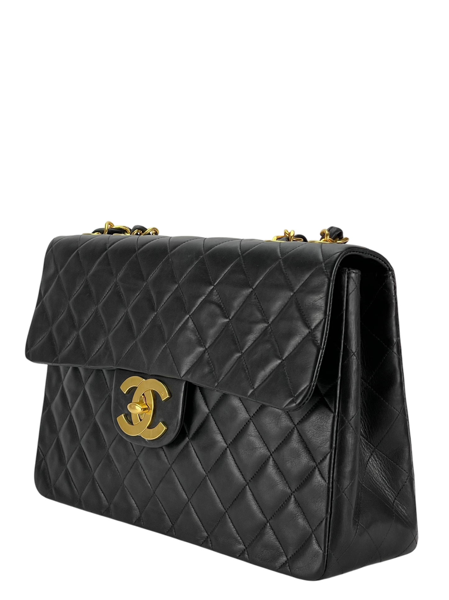 CHANEL - Black Lambskin Jumbo Flap Bag