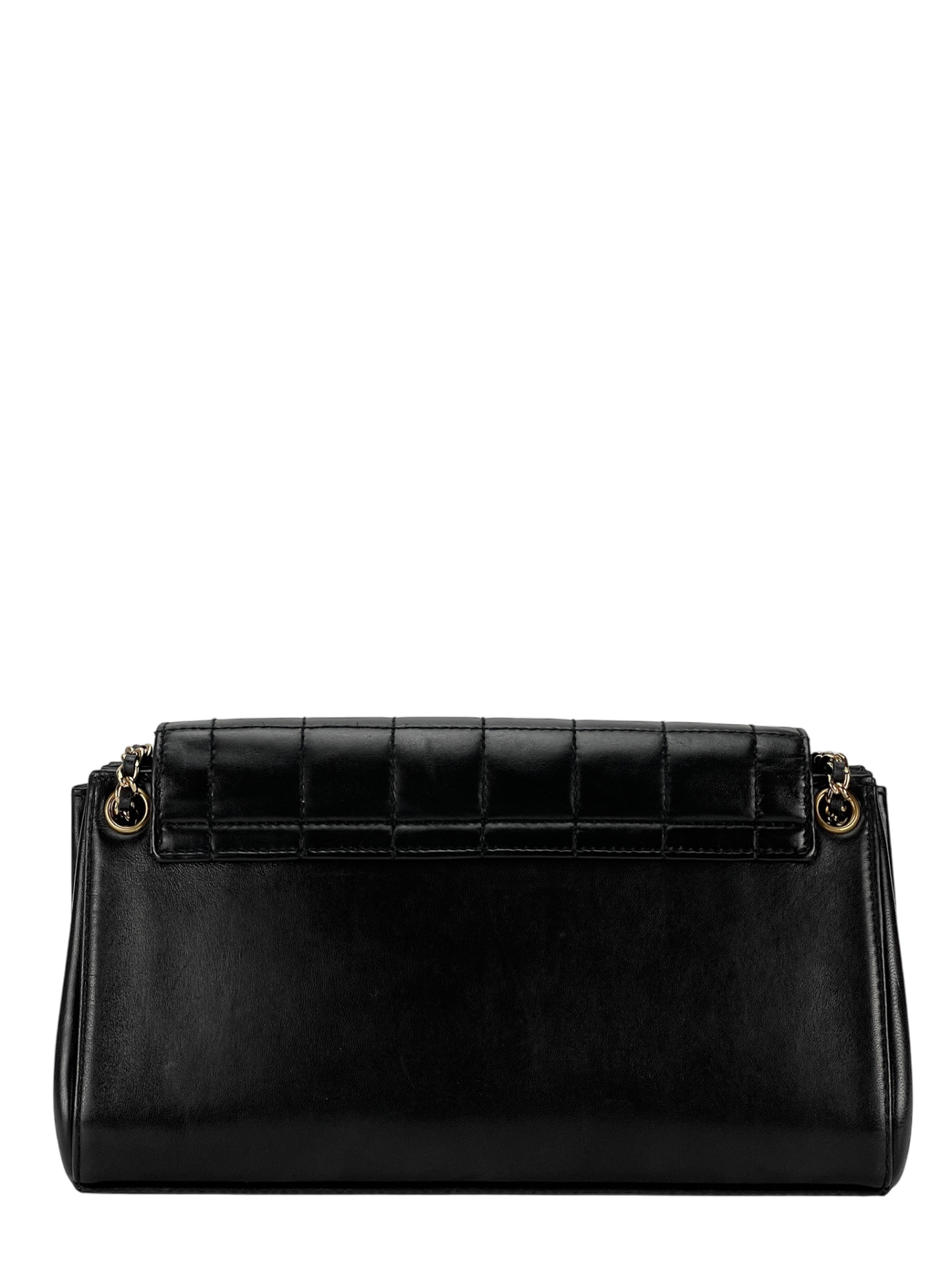 CHANEL - 2.55 Chocolate Bar Chain Shoulder Bag Black Lambskin Gold Hardware
