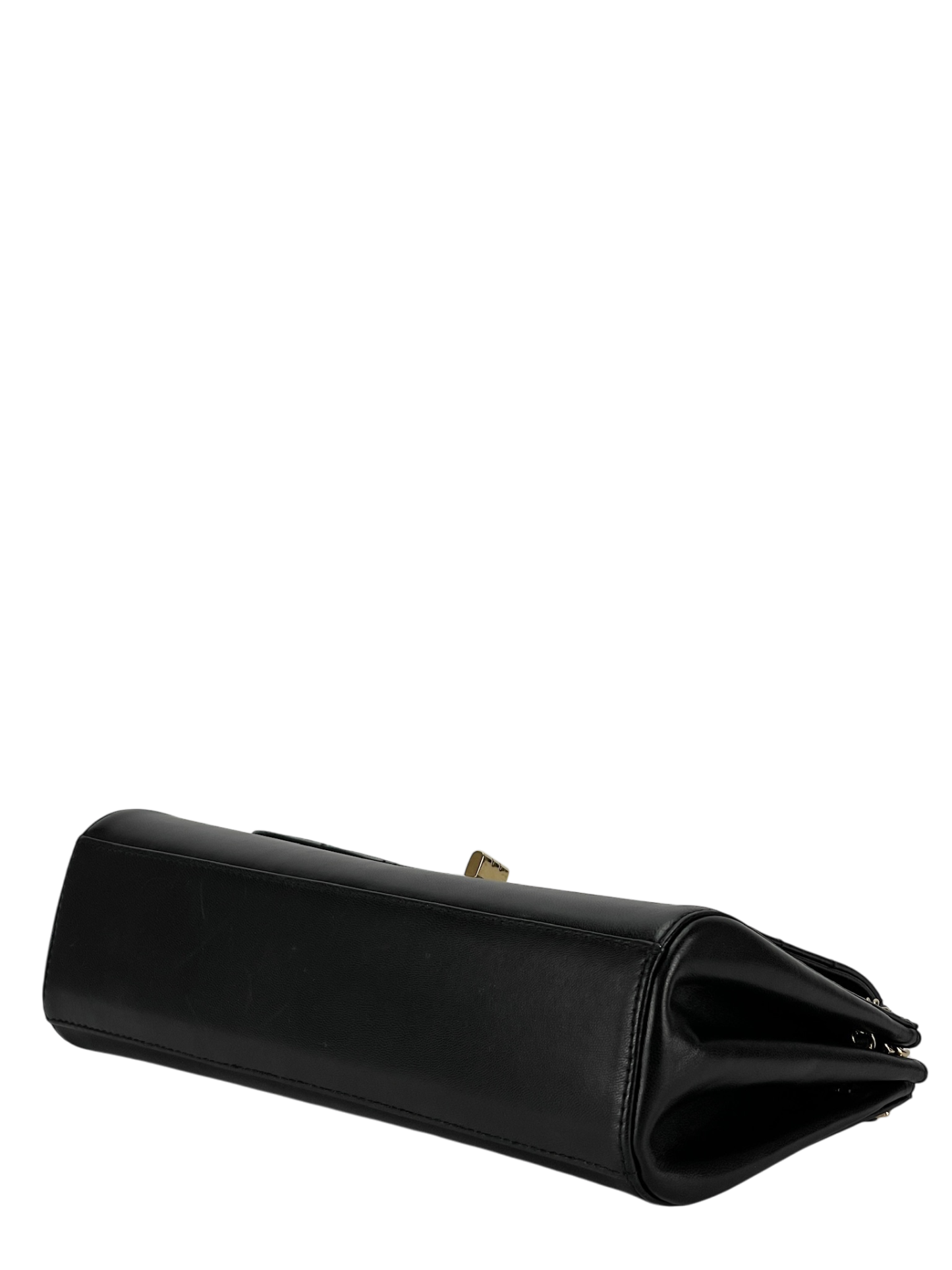 CHANEL - 2.55 Chocolate Bar Chain Shoulder Bag Black Lambskin Gold Hardware