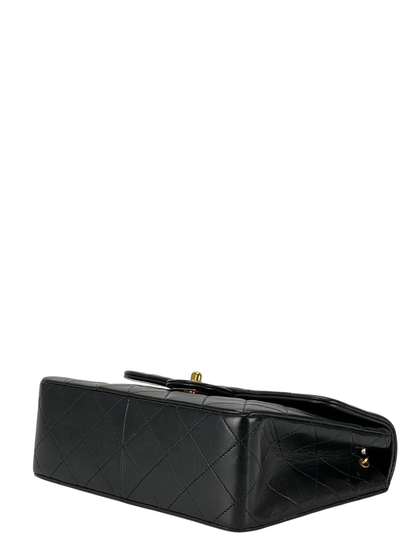 CHANEL - Mini Square Shoulder Bag Black Lambskin Gold Hardware