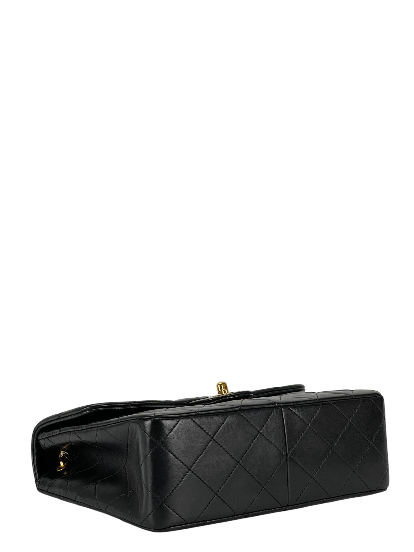 CHANEL - Mini Square Shoulder Bag Black Lambskin Gold Hardware
