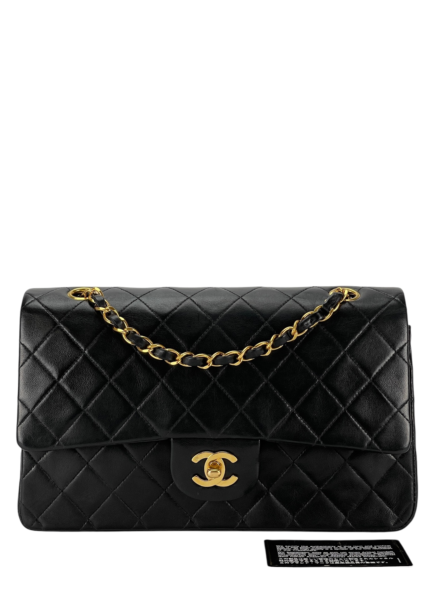 CHANEL - Medium Classic Double Flap Bag Black Lambskin Gold Hardware (CF25)