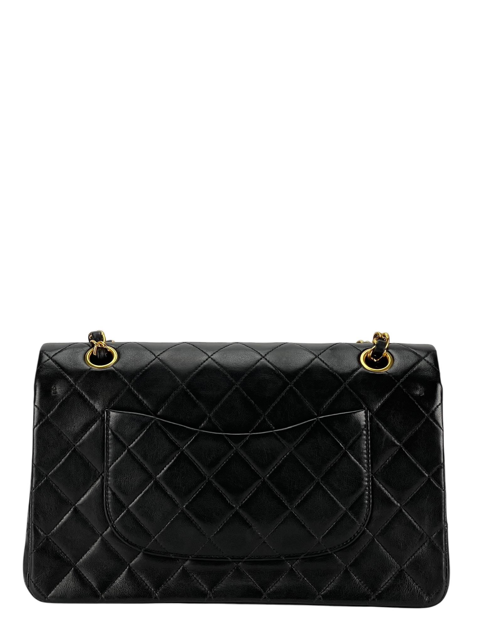 CHANEL - Medium Classic Double Flap Bag Black Lambskin Gold Hardware (CF25)