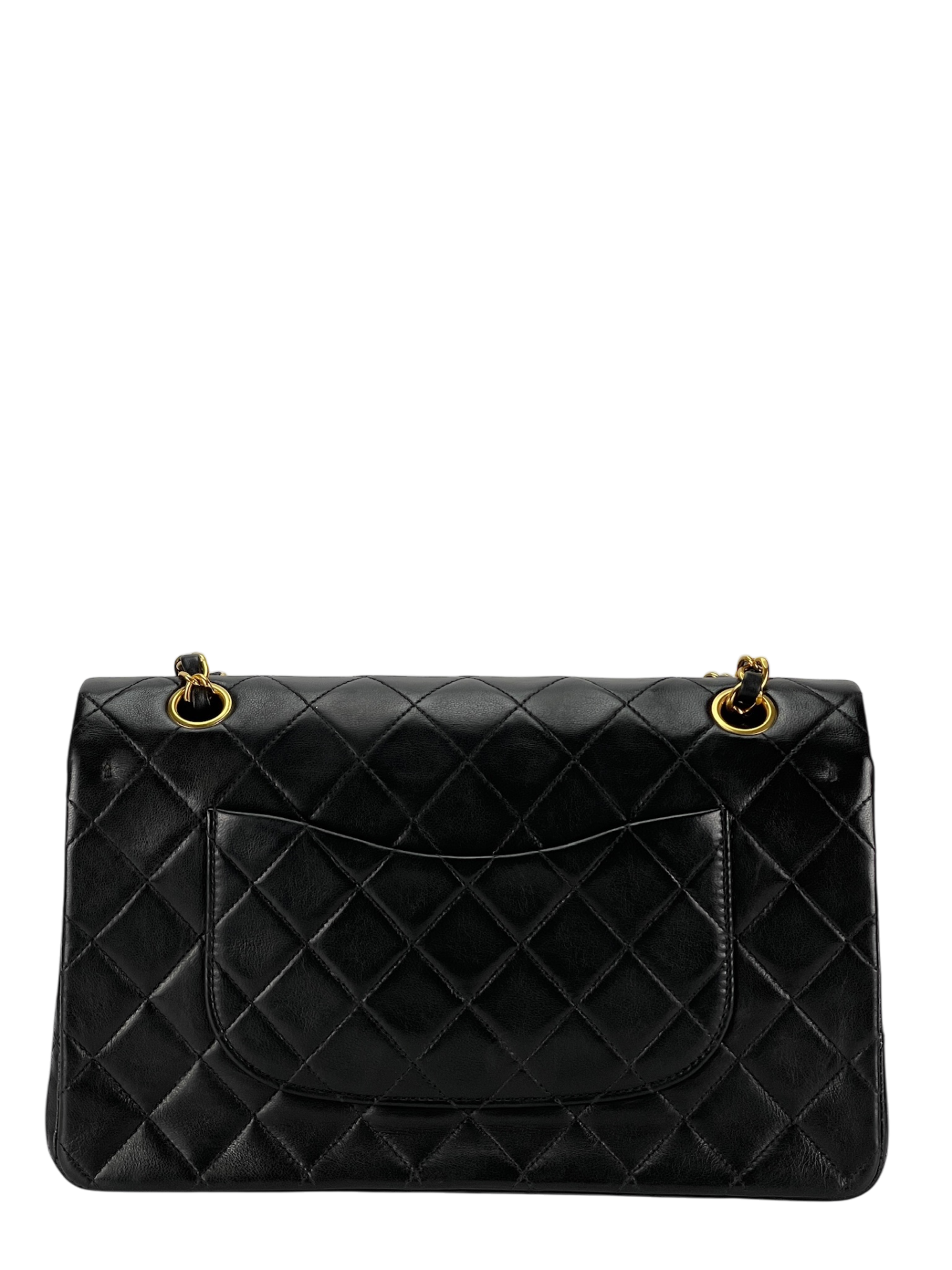 CHANEL - Medium Classic Double Flap Bag Black Lambskin Gold Hardware (CF25)