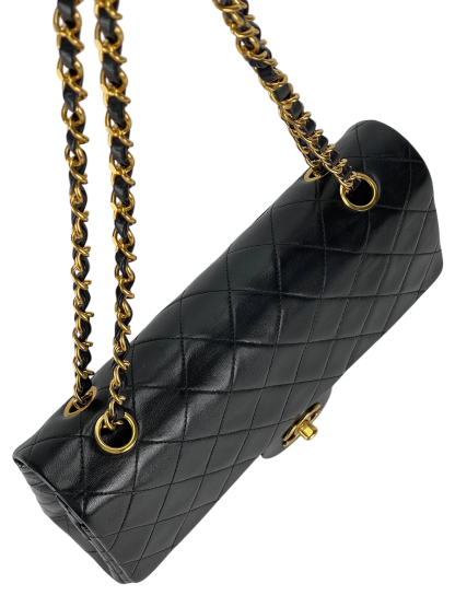 CHANEL - Medium Classic Double Flap Bag Black Lambskin Gold Hardware (CF25)