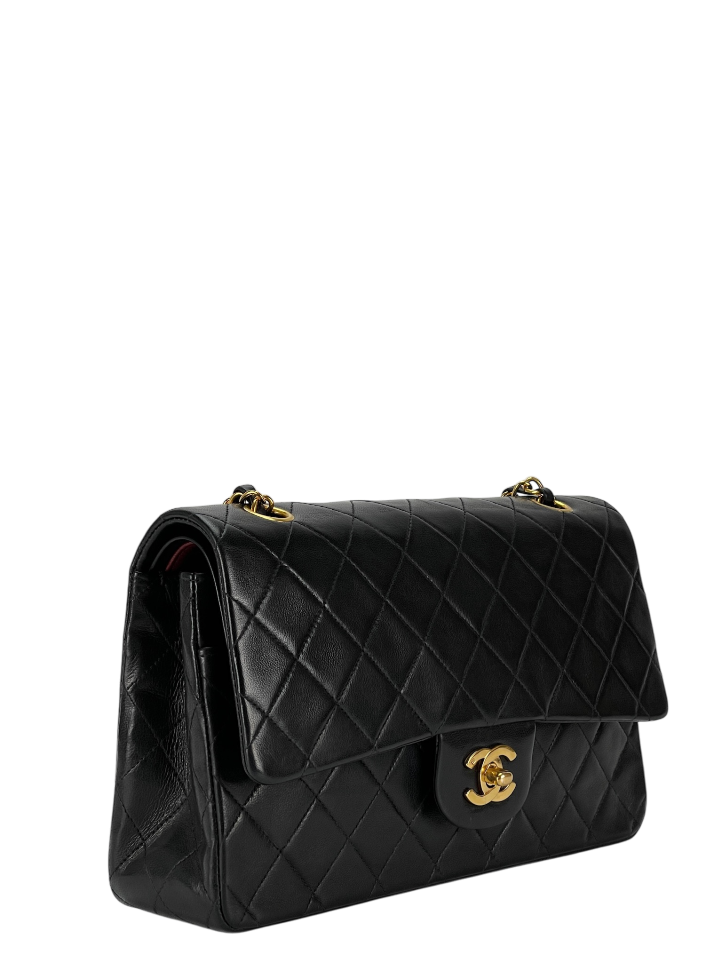 CHANEL - Medium Classic Double Flap Bag Black Lambskin Gold Hardware (CF25)