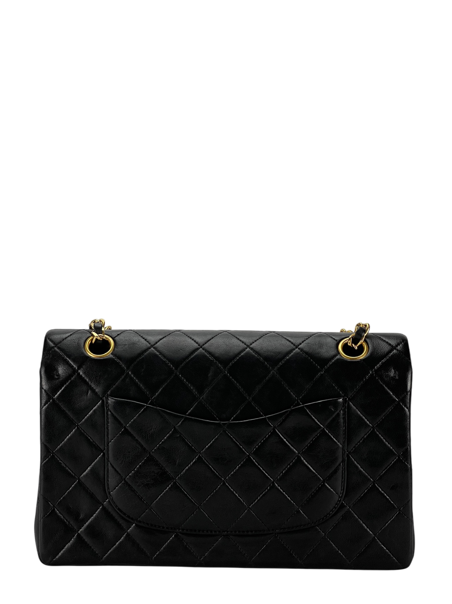 CHANEL - Medium Classic Double Flap Bag Black Lambskin Gold Hardware (CF25)