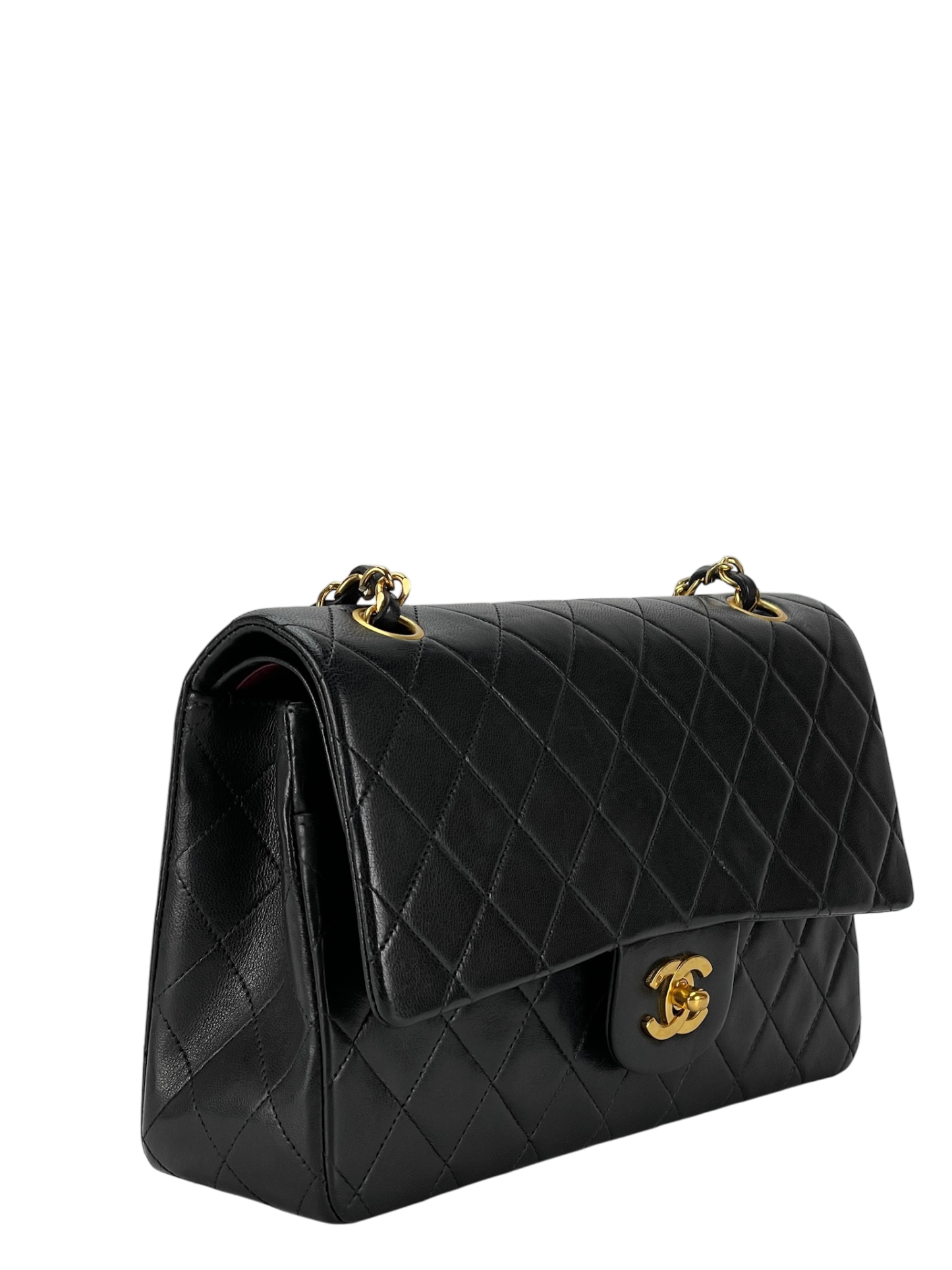 CHANEL - Medium Classic Double Flap Bag Black Lambskin Gold Hardware (CF25)