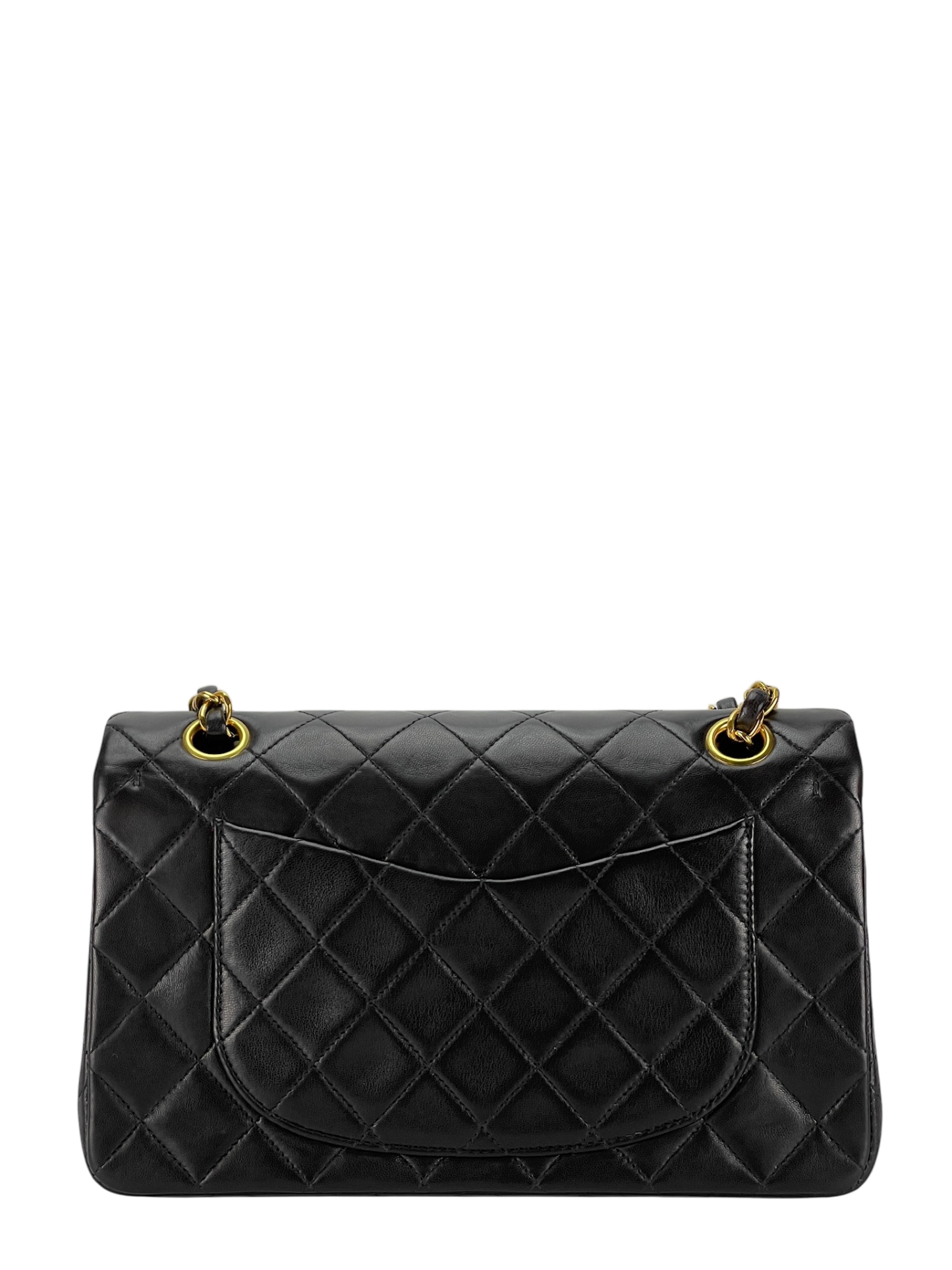 CHANEL - Small Classic Double Flap Bag Black Lambskin Gold Hardware (CF23)