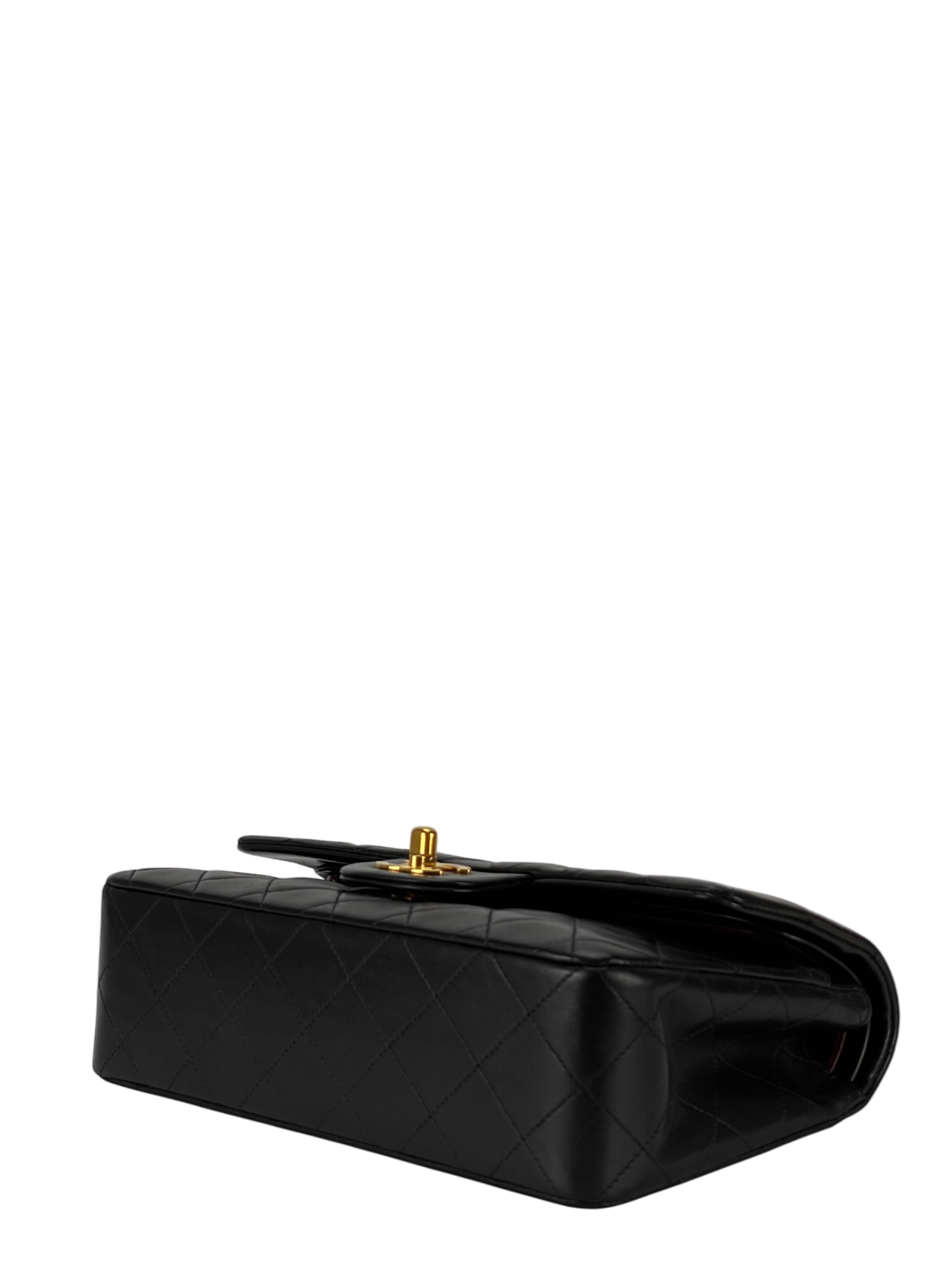 CHANEL - Small Classic Double Flap Bag Black Lambskin Gold Hardware (CF23)