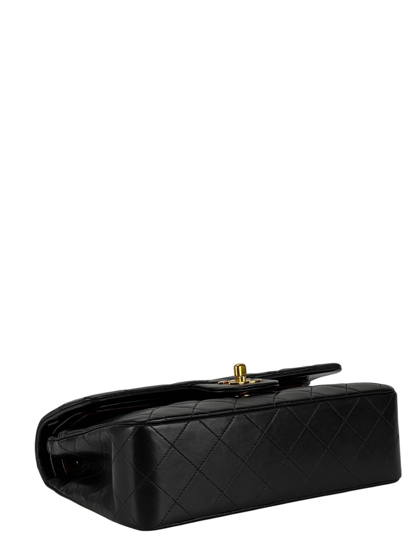 CHANEL - Small Classic Double Flap Bag Black Lambskin Gold Hardware (CF23)