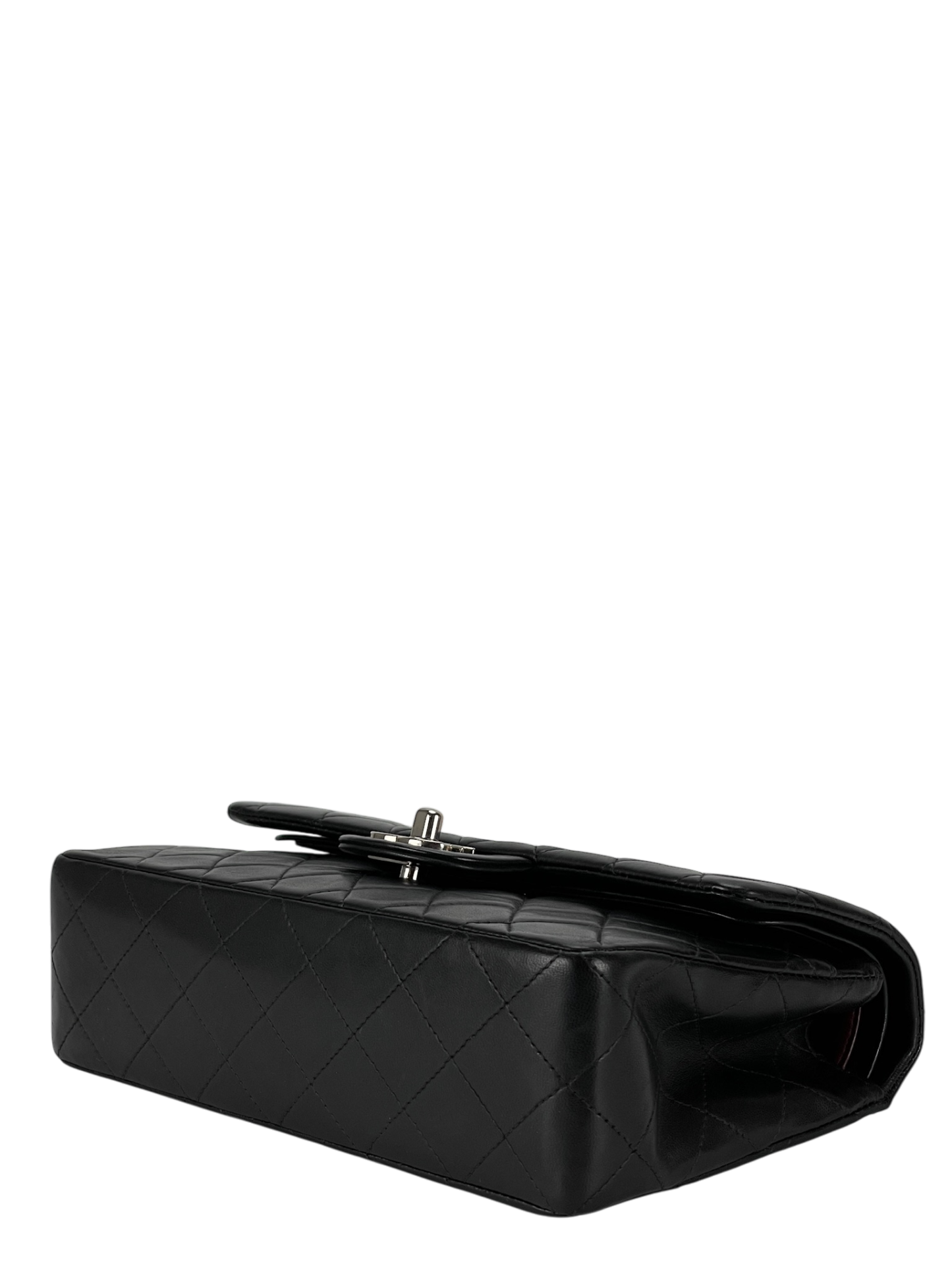 CHANEL - Small Classic Double Flap Bag Black Lambskin Sliver Hardware (CF23)