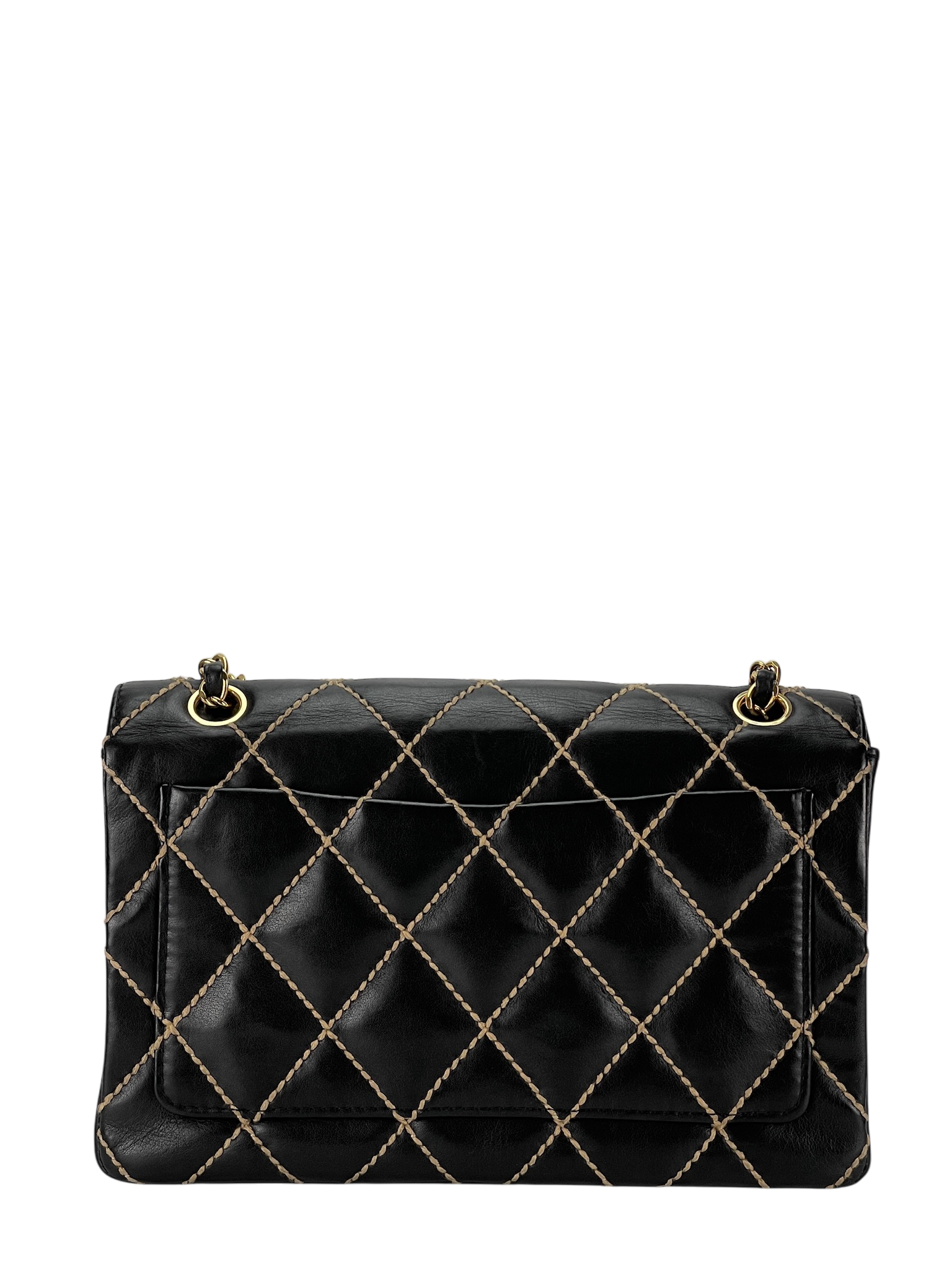 CHANEL - Black Lambskin Classic Wild Stitch Chain Shoulder bag