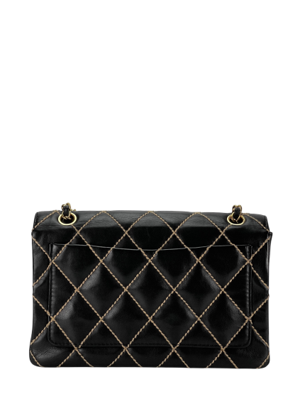CHANEL - Black Lambskin Classic Wild Stitch Chain Shoulder bag