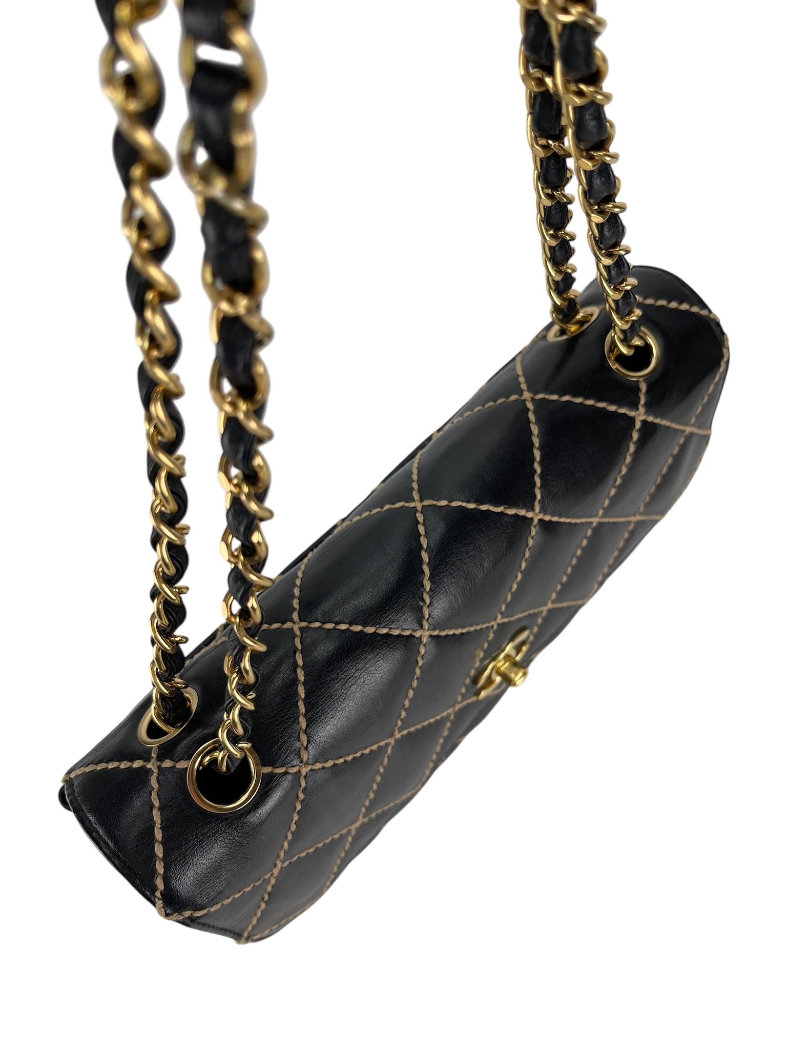 CHANEL - Black Lambskin Classic Wild Stitch Chain Shoulder bag