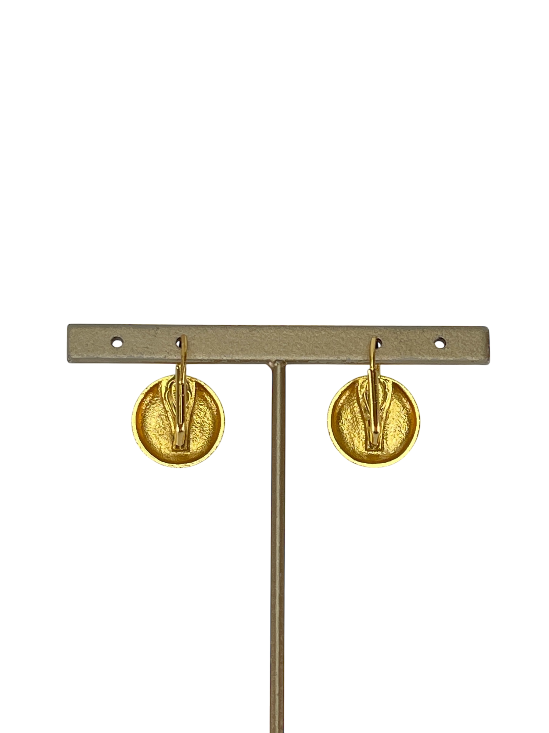 CHANEL - 97A Gold Black Coco Mark Vintage Earrings Accessories