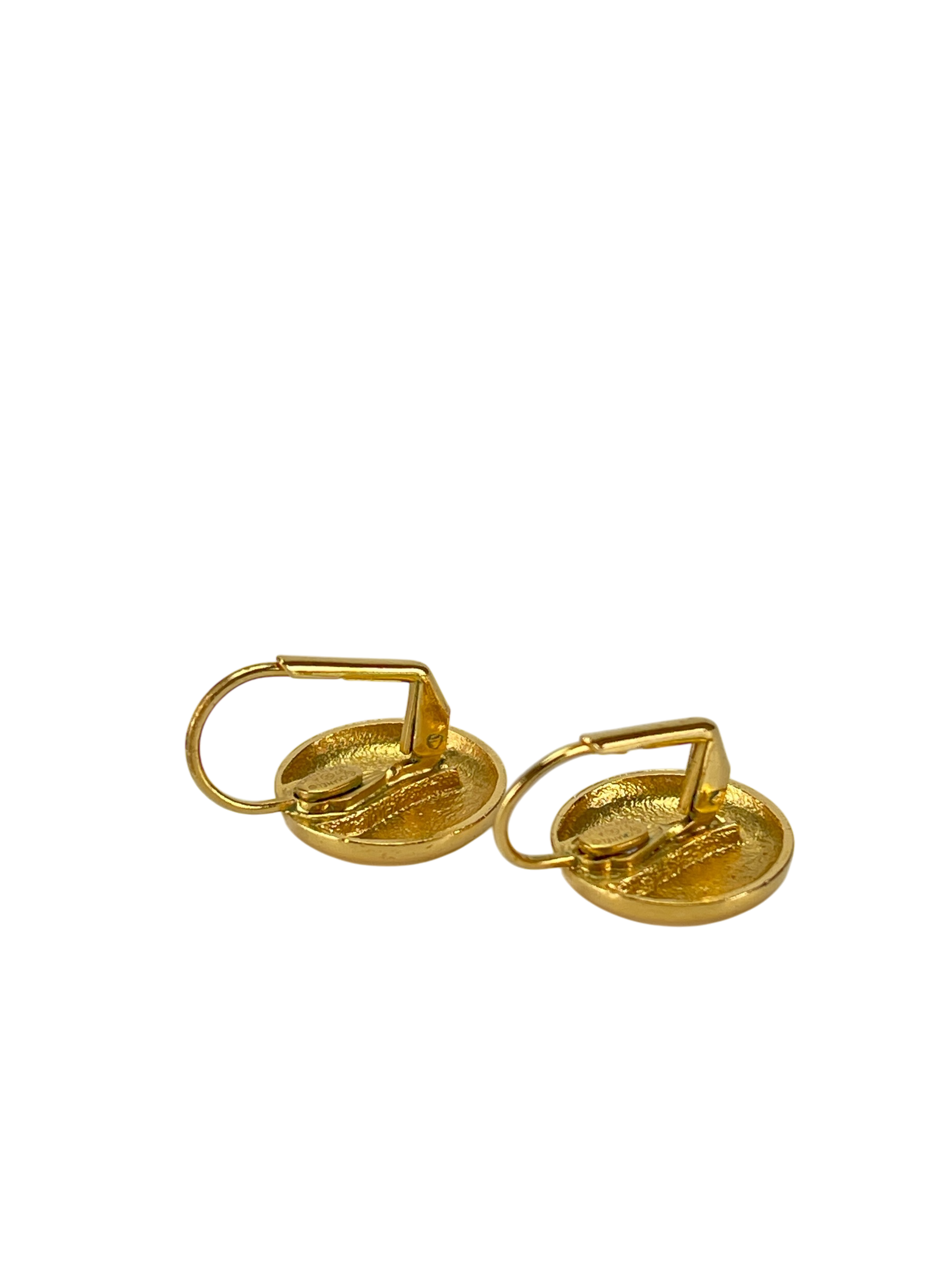 CHANEL - 97A Gold Black Coco Mark Vintage Earrings Accessories