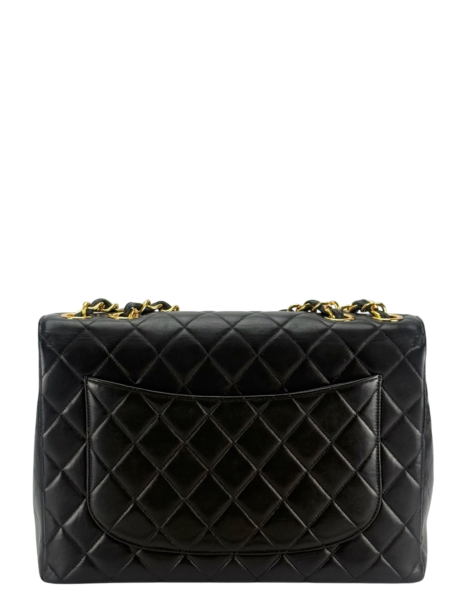 CHANEL - Black Lambskin Jumbo Flap Bag 30