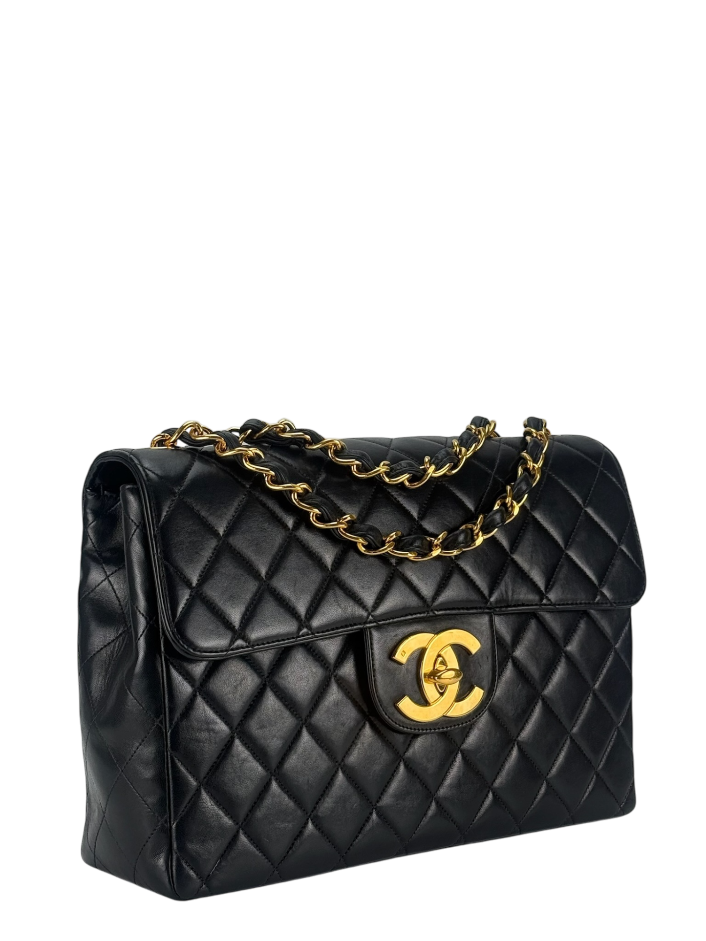 CHANEL - Black Lambskin Jumbo Flap Bag 30
