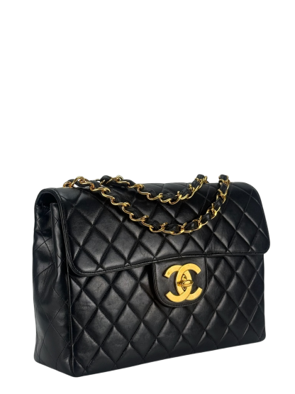 CHANEL - Black Lambskin Jumbo Flap Bag 30