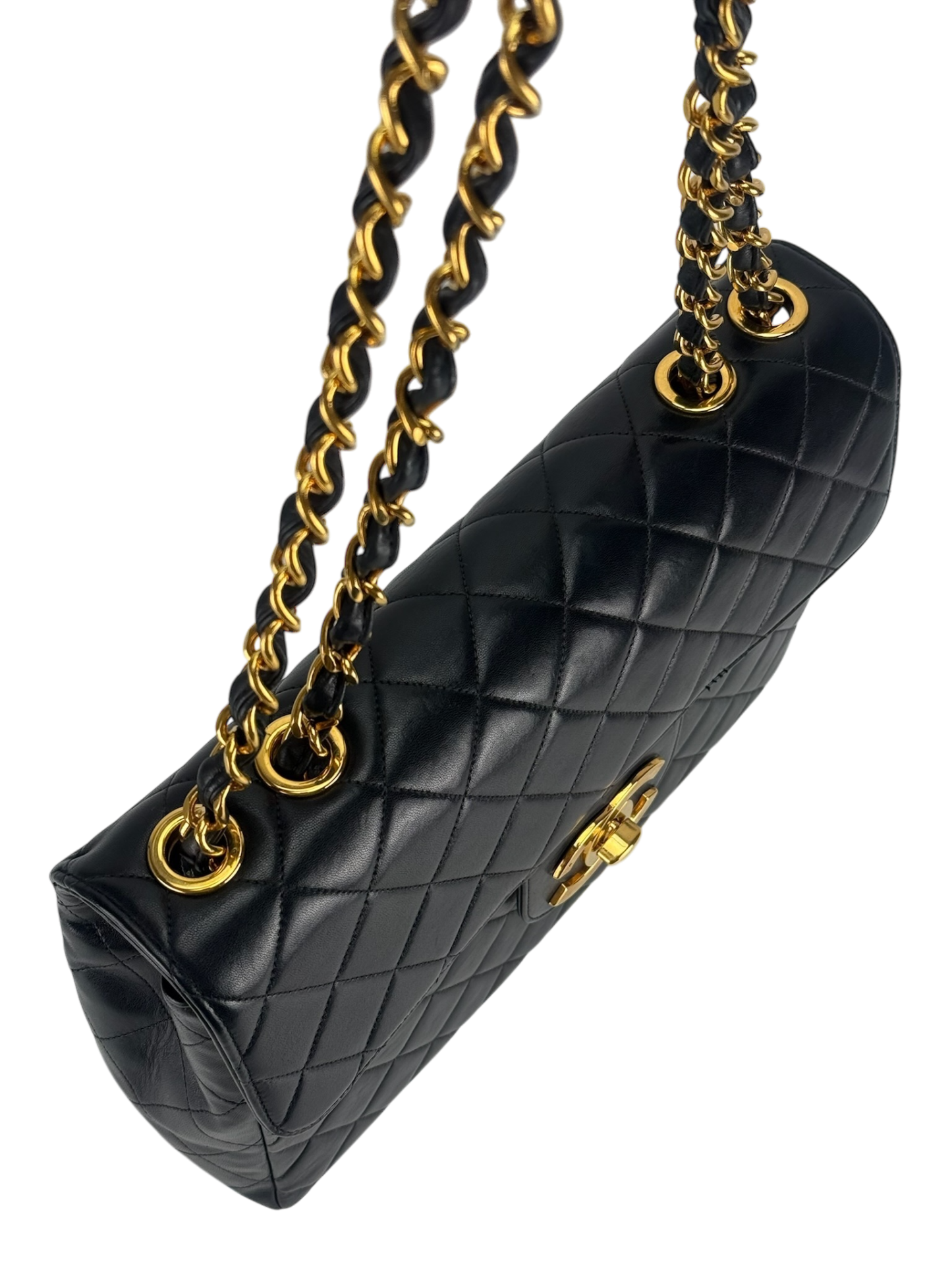 CHANEL - Black Lambskin Jumbo Flap Bag 30