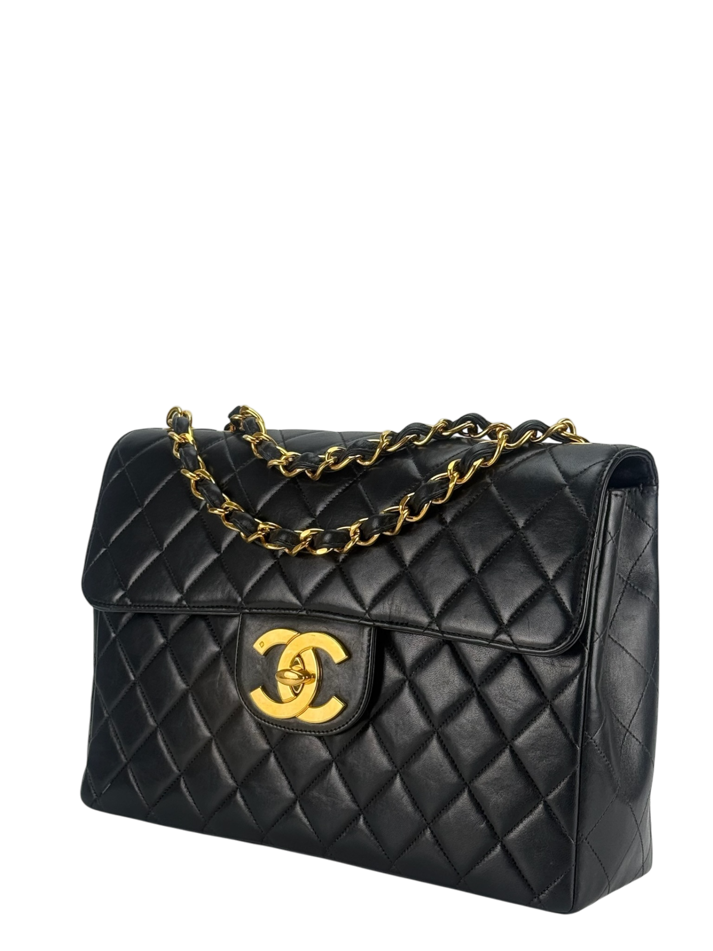 CHANEL - Black Lambskin Jumbo Flap Bag 30