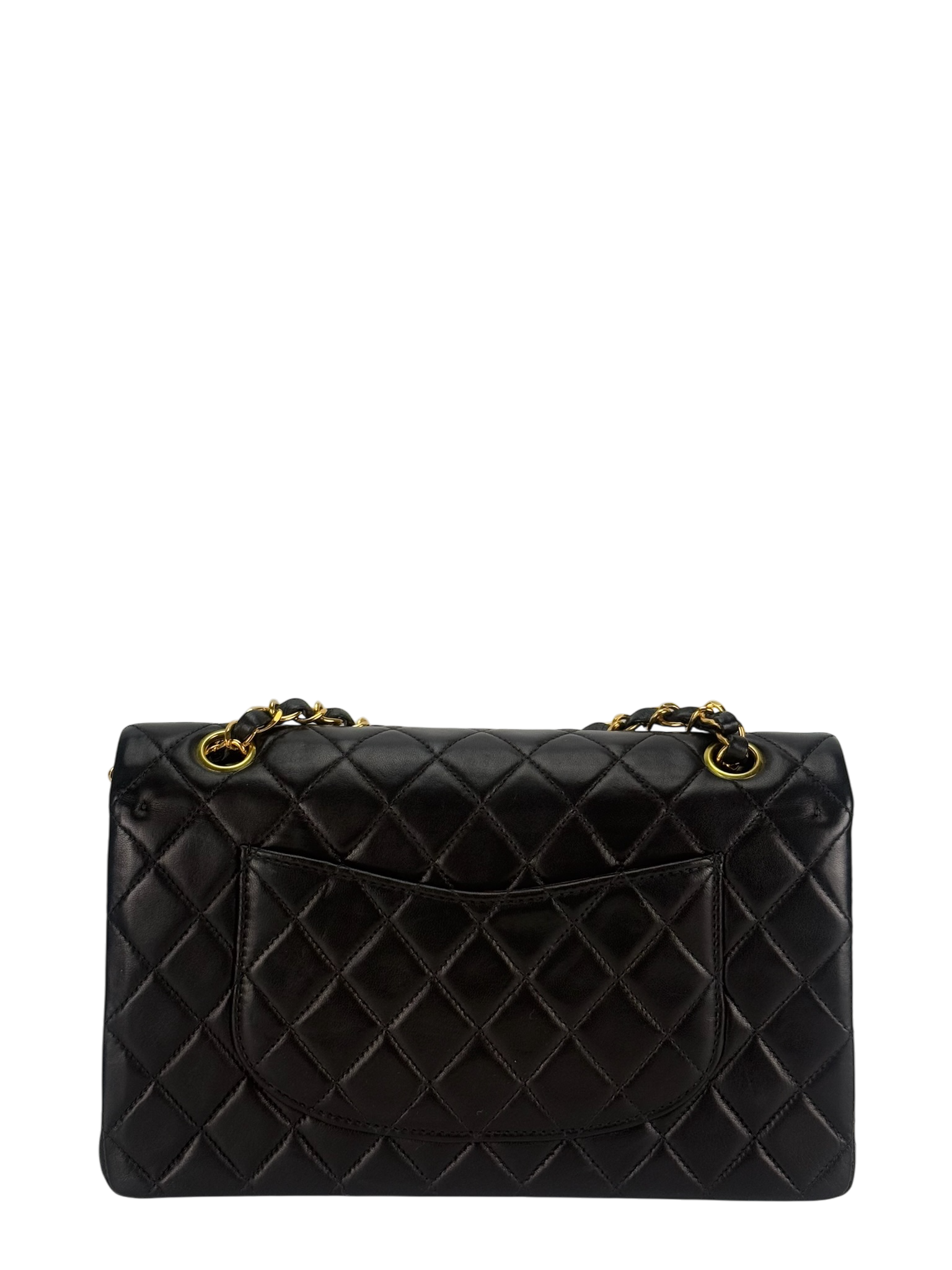 CHANEL - Medium Classic Double Flap Bag Black Lambskin Gold Hardware (CF25)