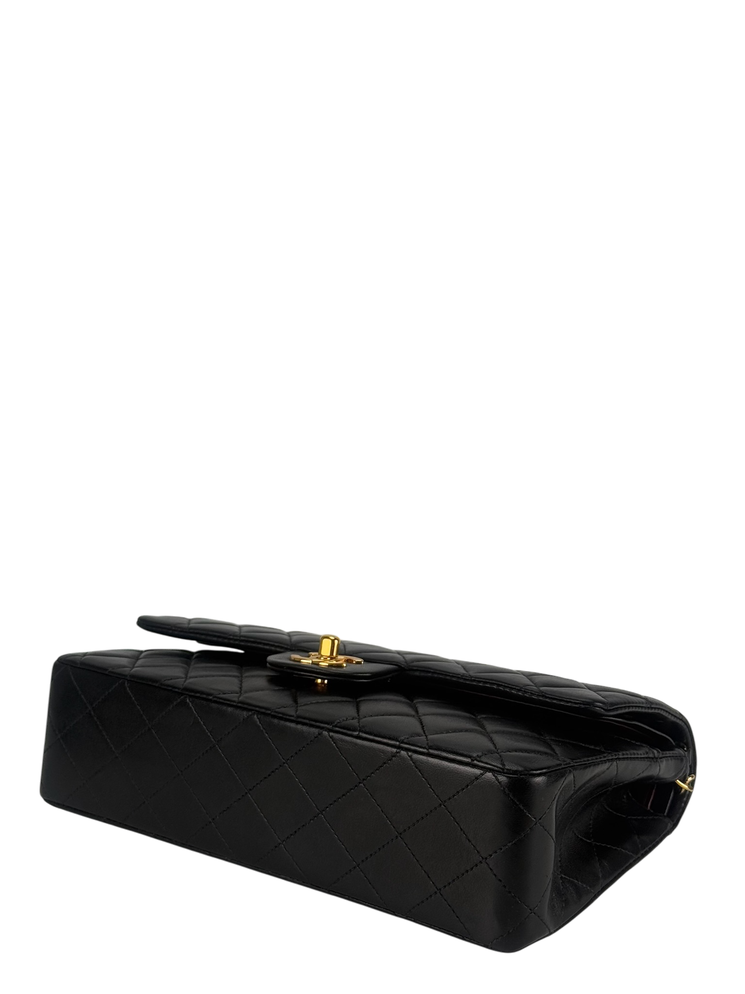 CHANEL - Medium Classic Double Flap Bag Black Lambskin Gold Hardware (CF25)