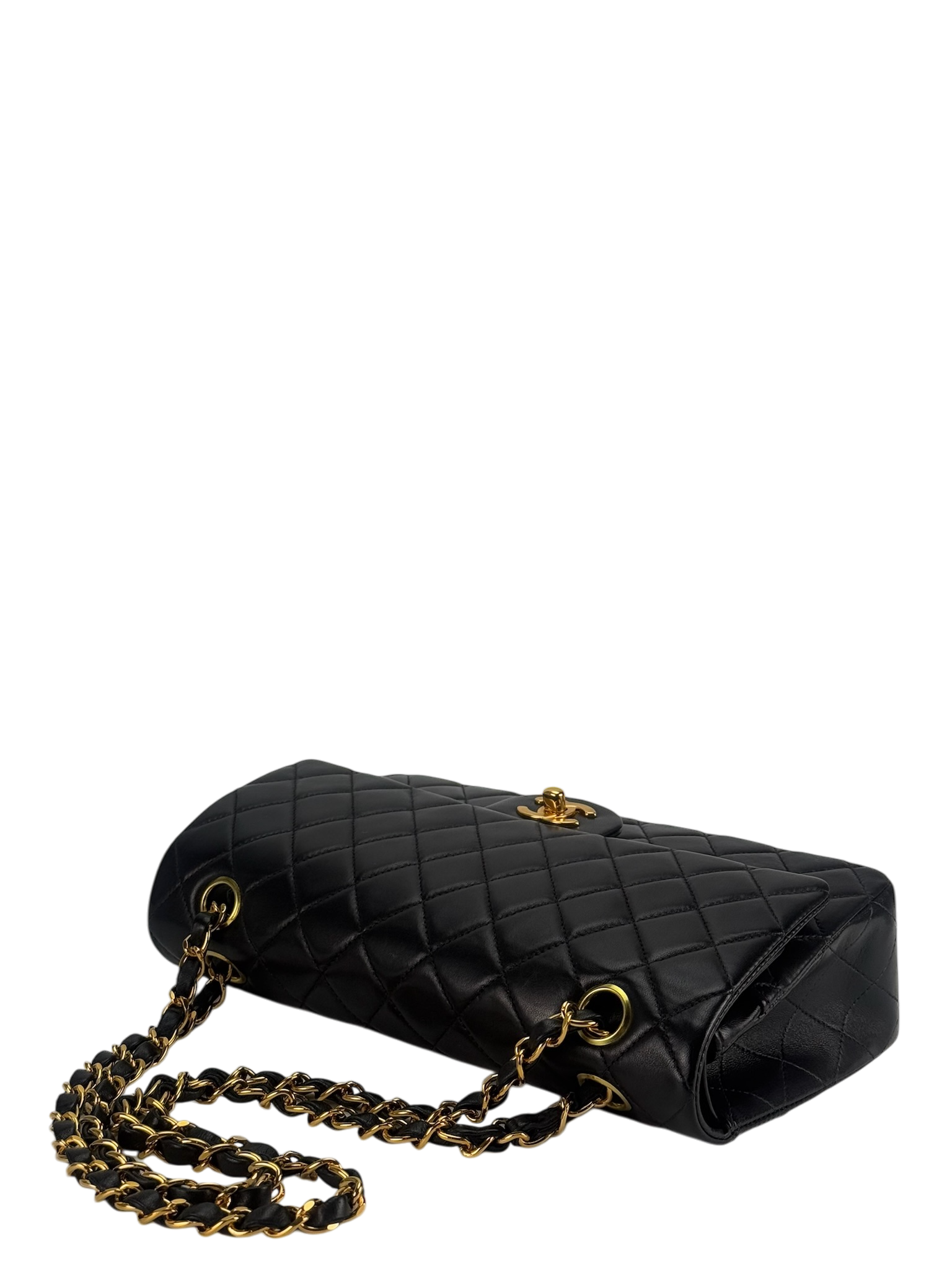 CHANEL - Medium Classic Double Flap Bag Black Lambskin Gold Hardware (CF25)