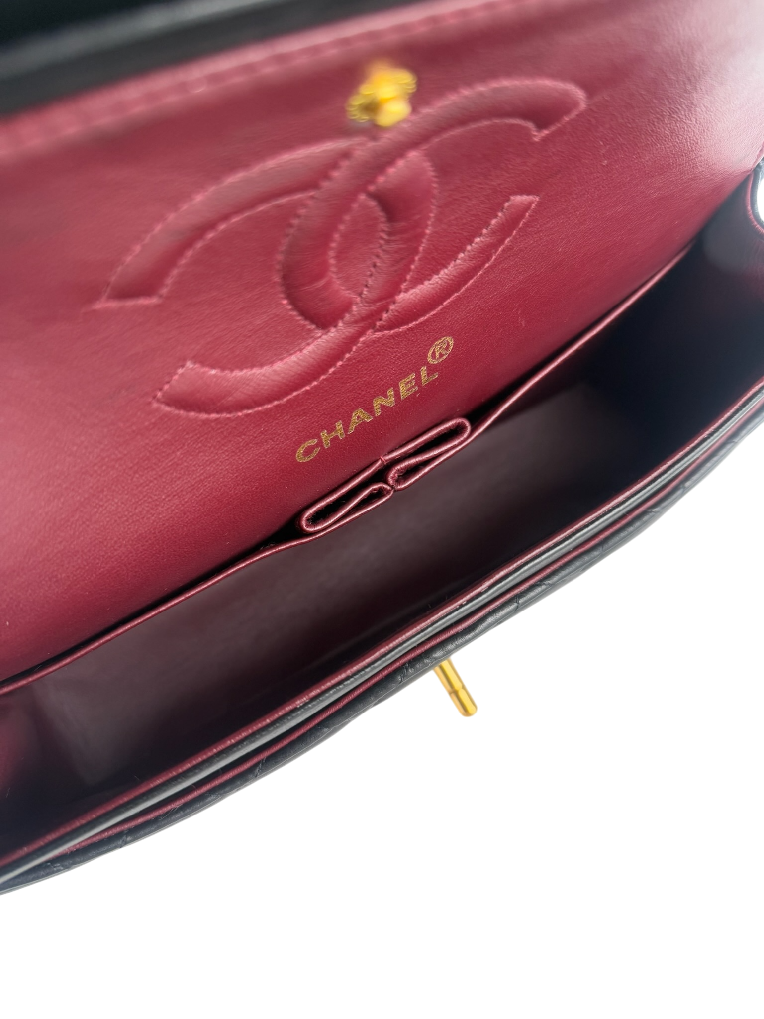 CHANEL - Medium Classic Double Flap Bag Black Lambskin Gold Hardware (CF25)