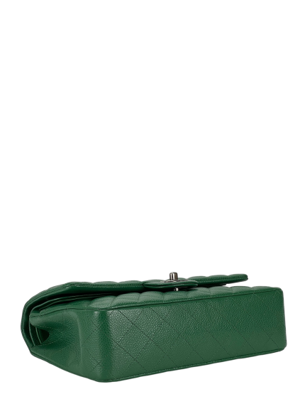 CHANEL - Medium Classic Double Flap Bag Green Caviar Sliver Hardware (CF25) 