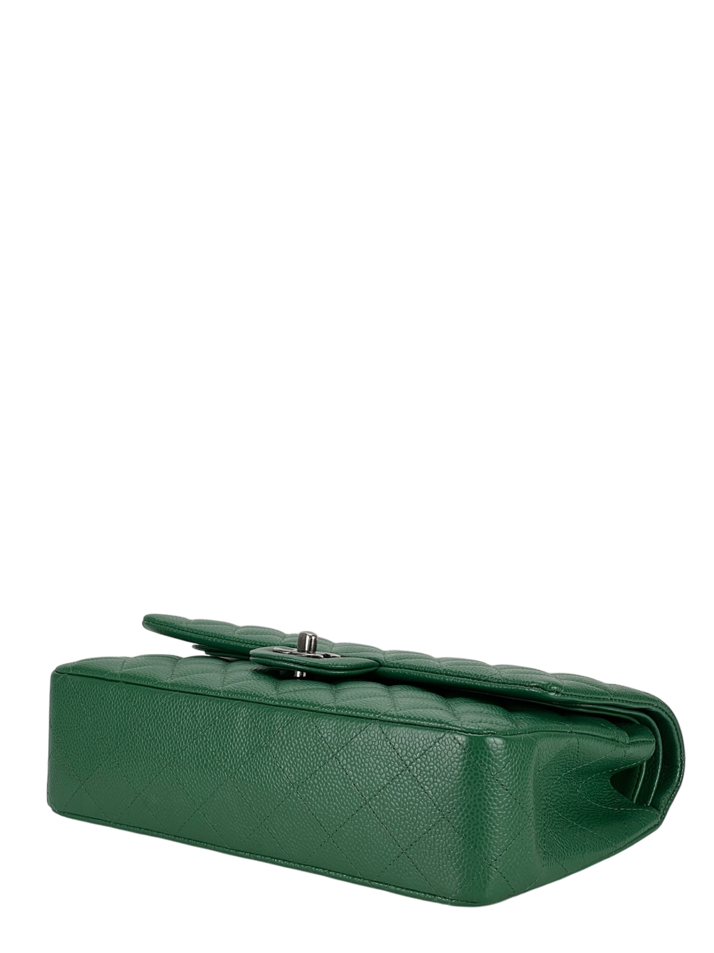 CHANEL - Medium Classic Double Flap Bag Green Caviar Sliver Hardware (CF25) 