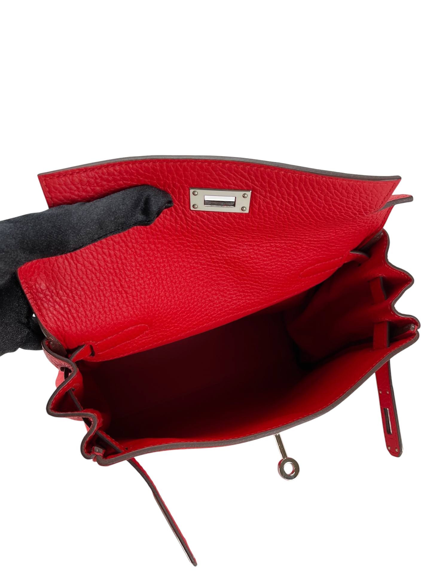 HERMES - Kelly Ado S3 Rouge coeur Tourillon Clemence Sliver Hardware