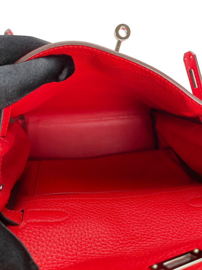 HERMES - Kelly Ado S3 Rouge coeur Tourillon Clemence Sliver Hardware
