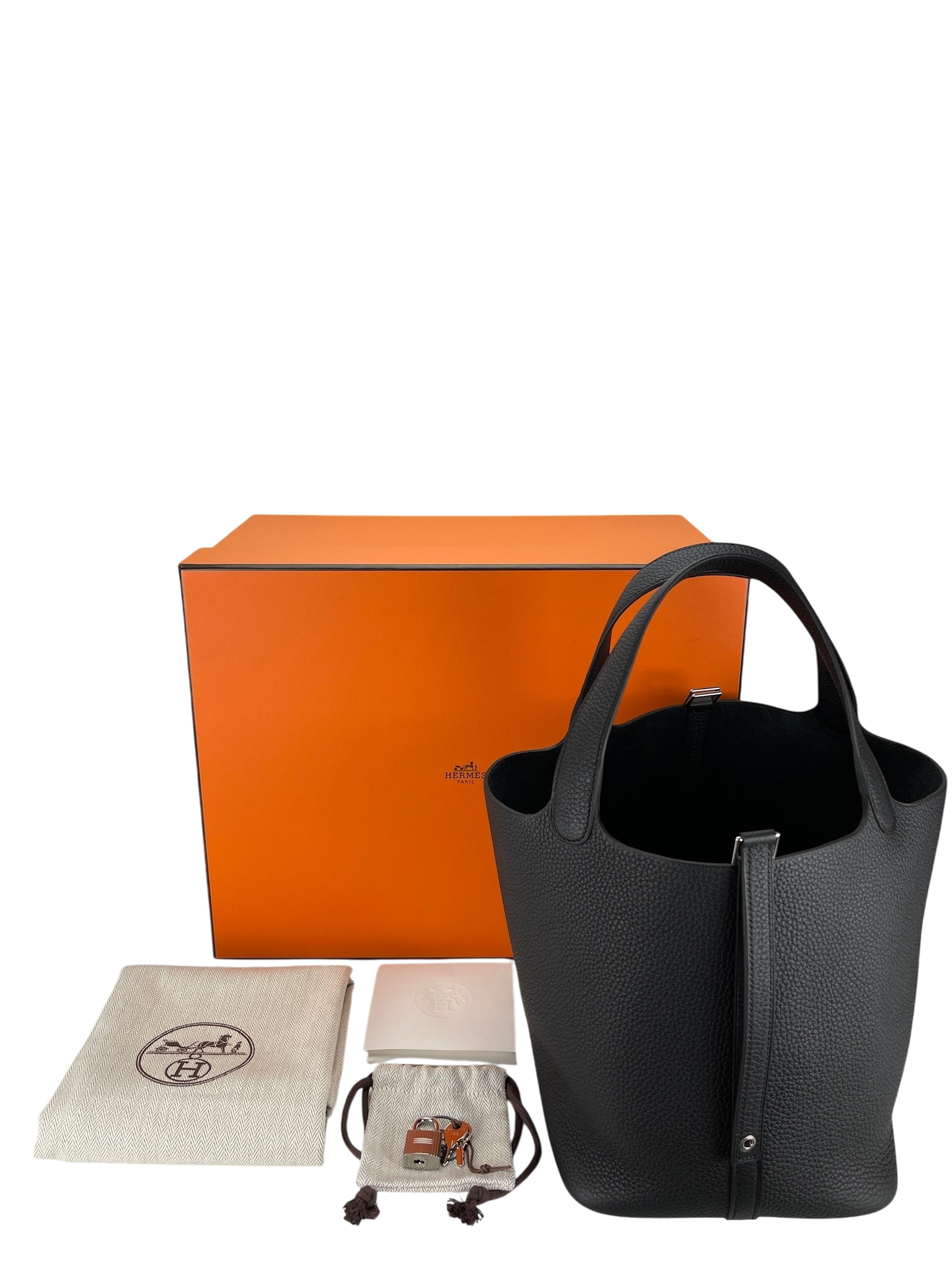 HERMES - Picotin 22 PM Black Tourillon Clemence Palladium Hardware