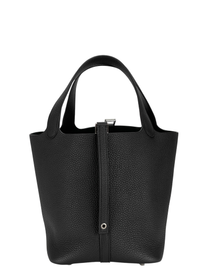 HERMES - Picotin 22 PM Black Tourillon Clemence Palladium Hardware