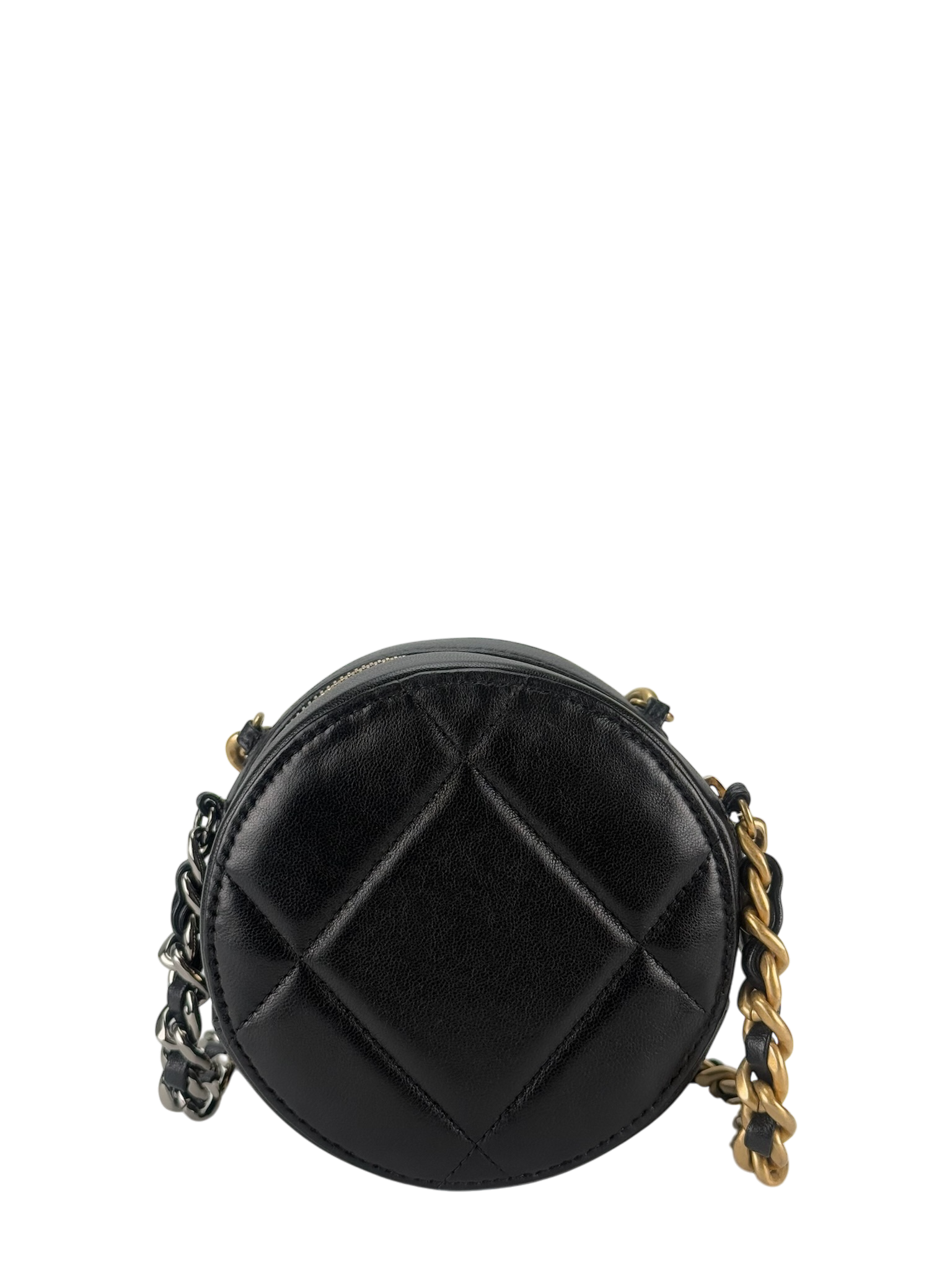 CHANEL - Black Lambskin 19 Round Clutch With Chain
